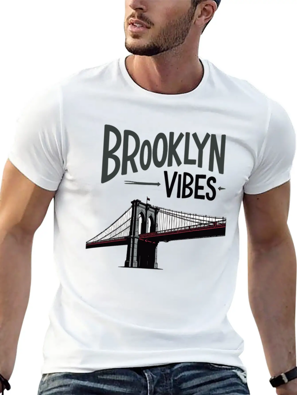 Brooklyn Vibes Bridge New York City New York Casual Graphic T-Shirt – Simple And Comfortable Daily Wear