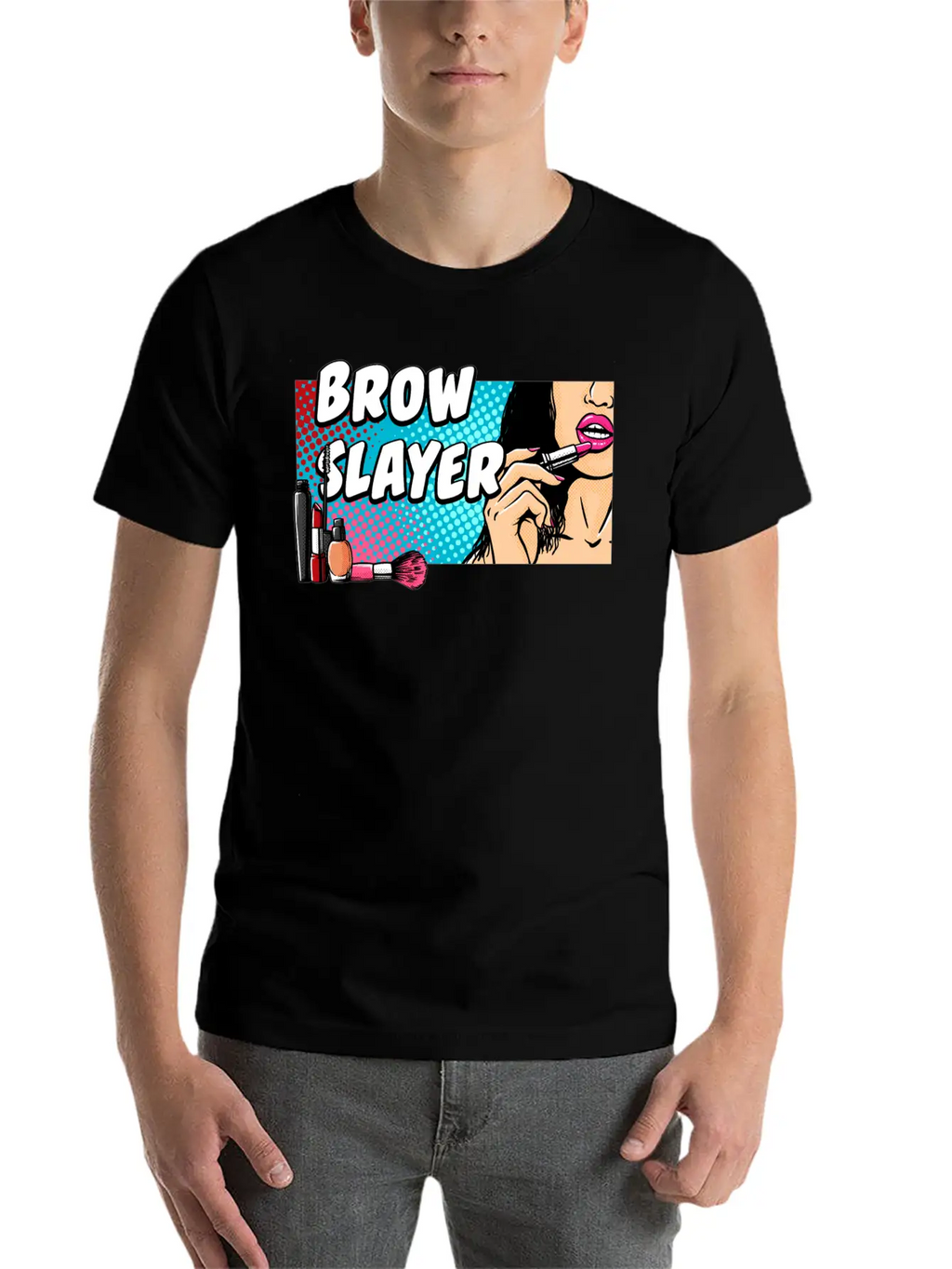Brow Slayer Makeup Artist Beautiful Beautician Cut Unisex Short Sleeve Soft Cotton T-Shirt – Casual Everyday Wear