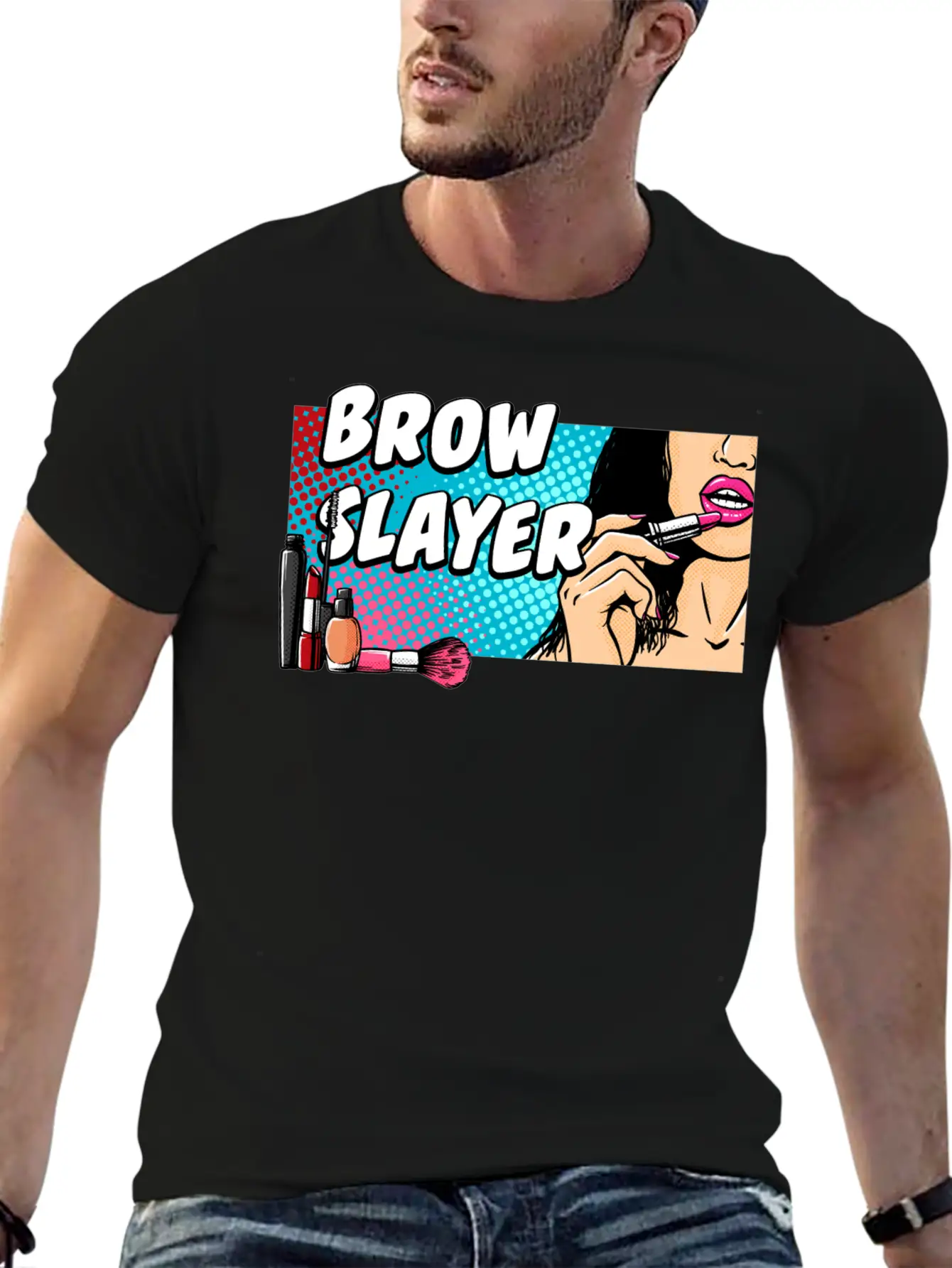 Brow Slayer Makeup Artist Beautiful Beautician Cut Unisex Short Sleeve Soft Cotton T-Shirt – Casual Everyday Wear