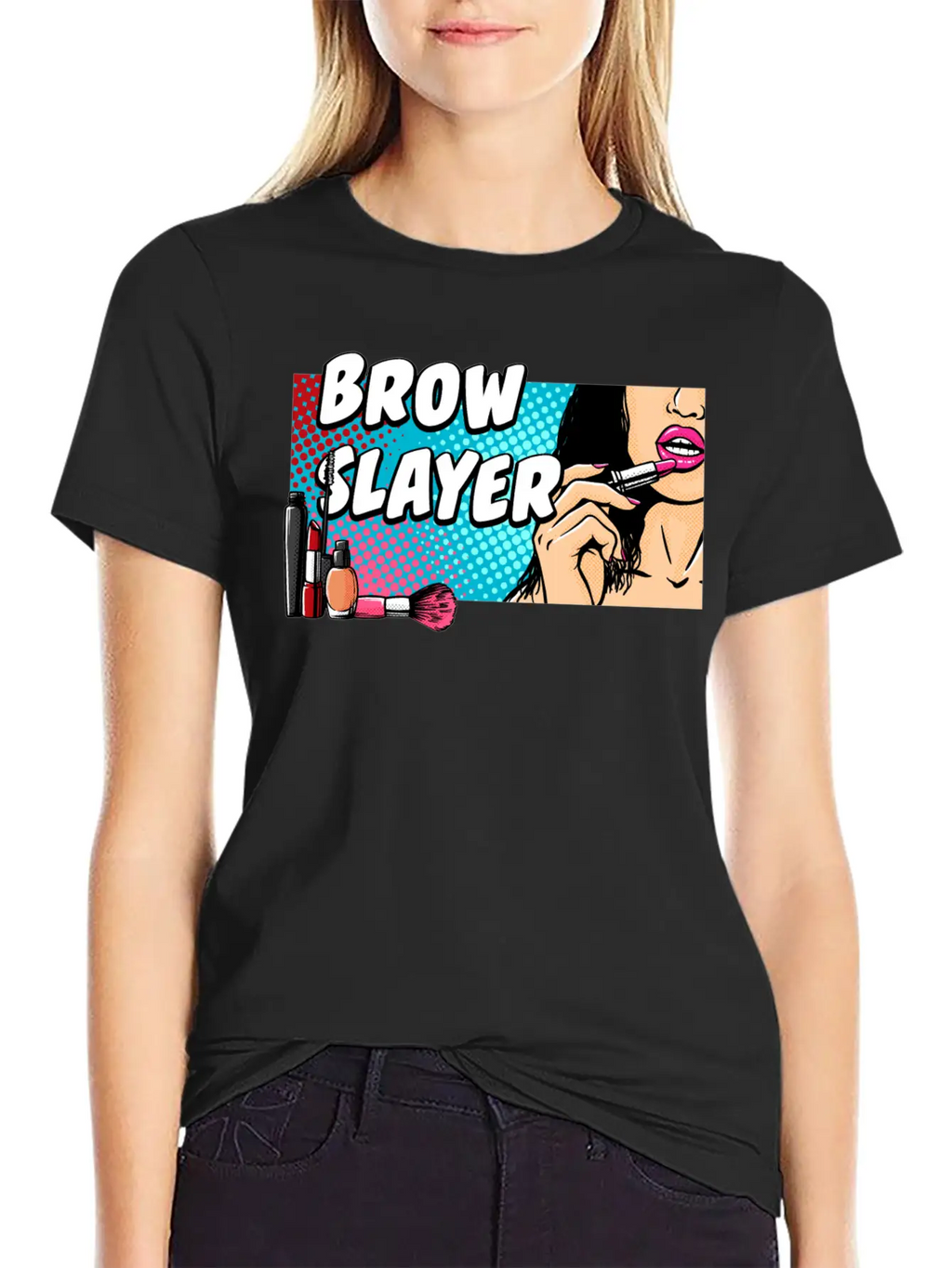 Brow Slayer Makeup Artist Beautiful Beautician Cut Unisex Short Sleeve Soft Cotton T-Shirt – Casual Everyday Wear
