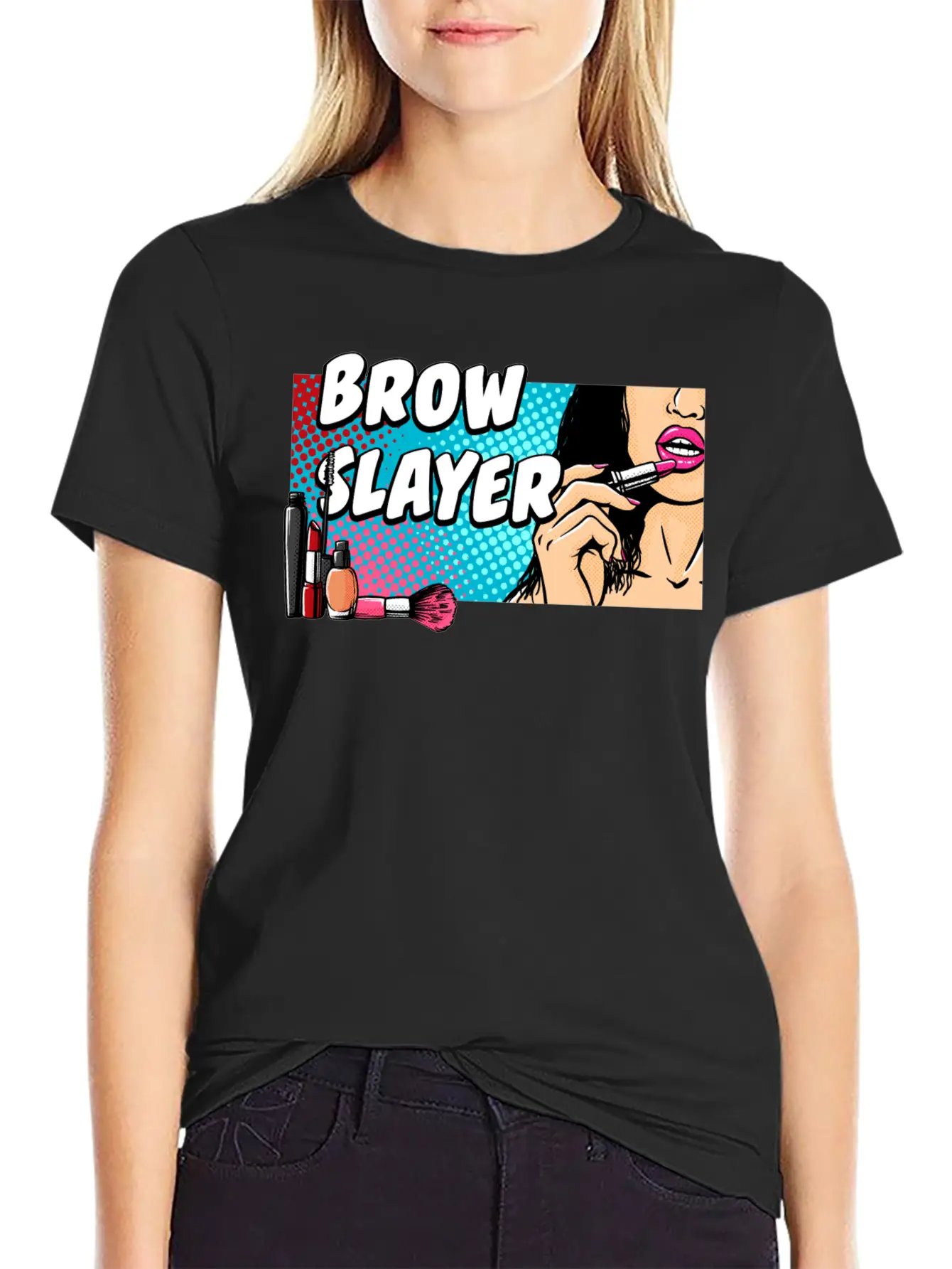 Brow Slayer Makeup Artist Beautiful Beautician Cut Unisex Short Sleeve Soft Cotton T-Shirt – Casual Everyday Wear
