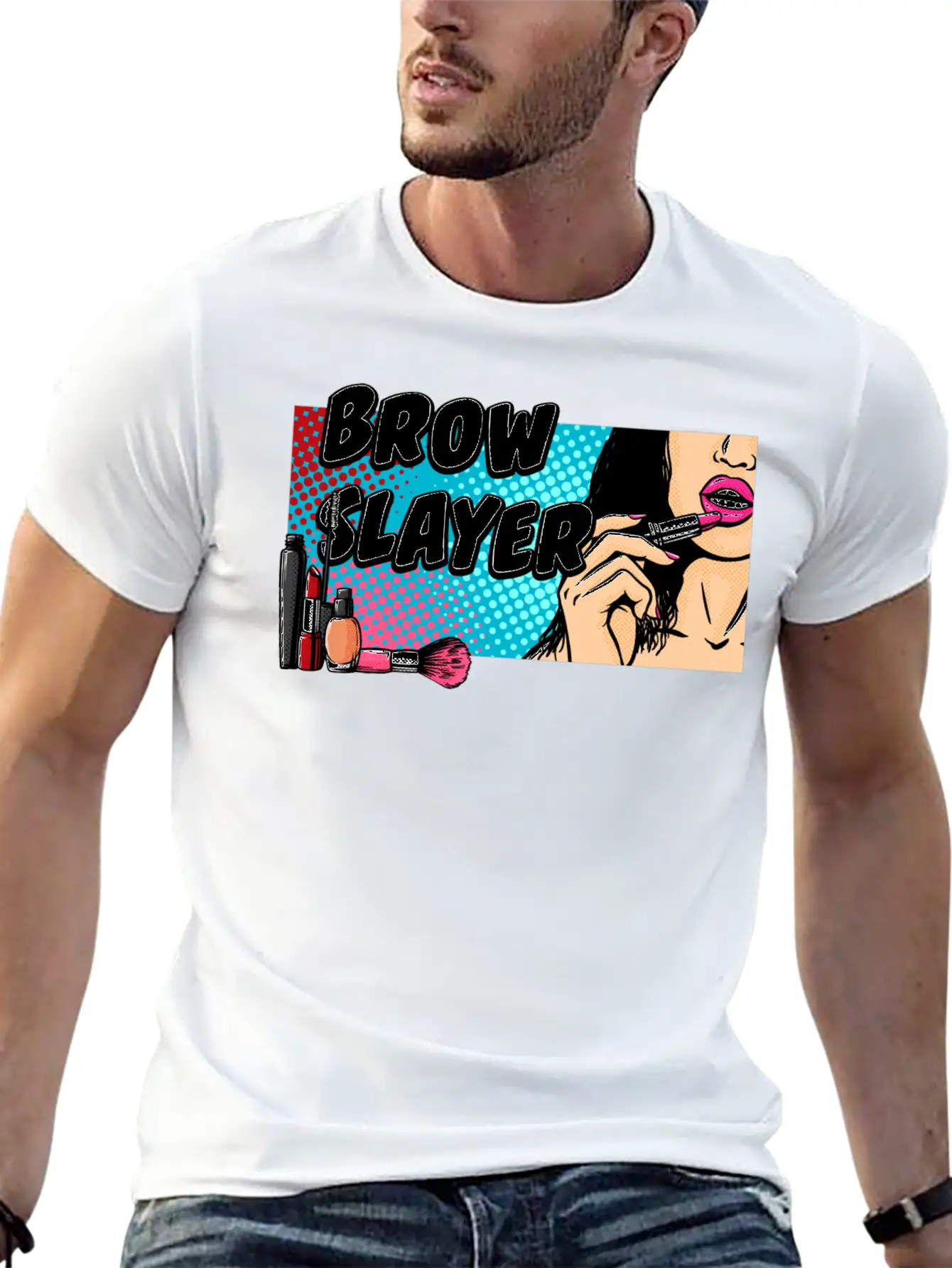 Brow Slayer Makeup Artist Beautiful Beautician Cut Unisex Short Sleeve Soft Cotton T-Shirt – Casual Everyday Wear