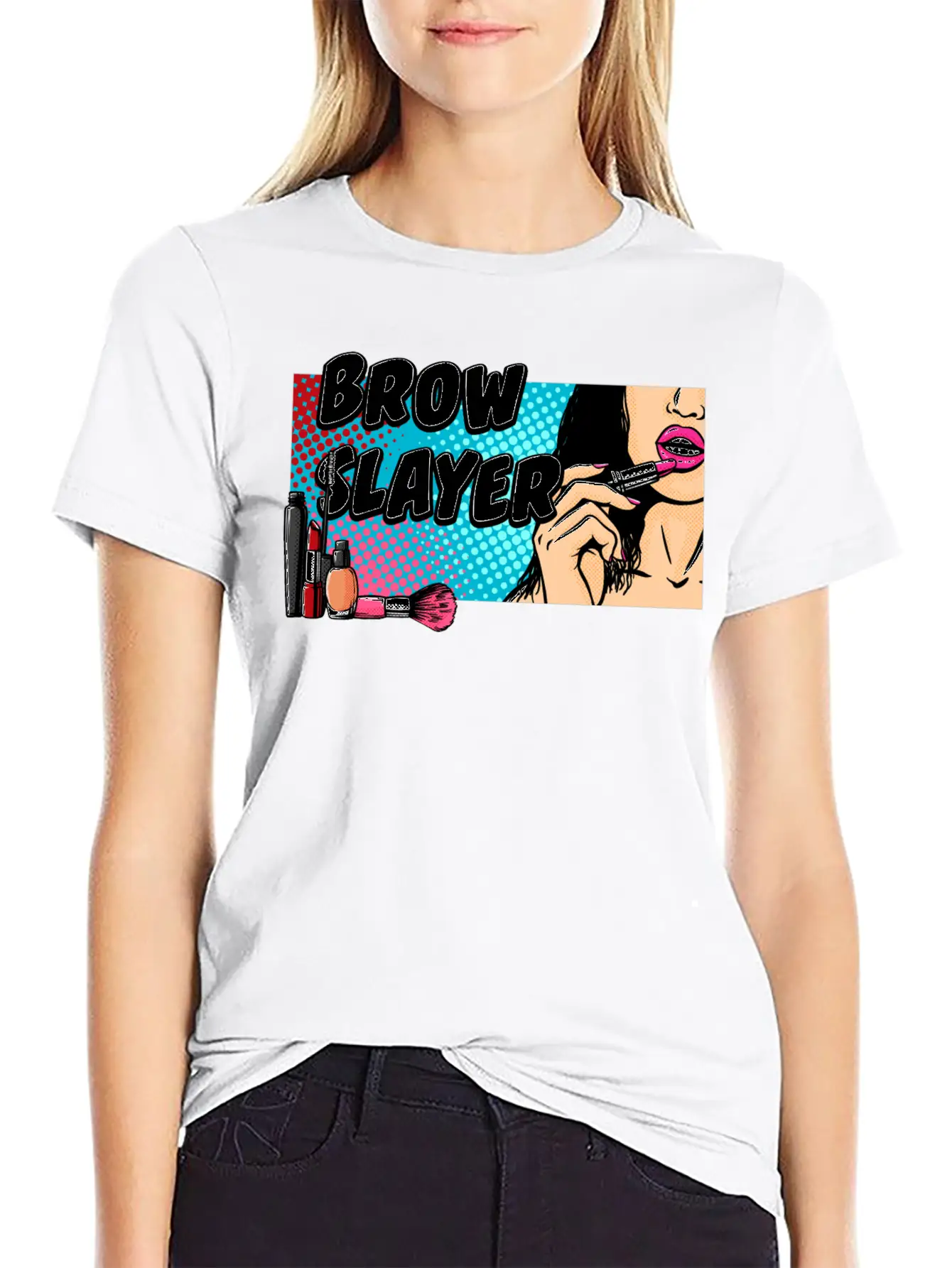 Brow Slayer Makeup Artist Beautiful Beautician Cut Unisex Short Sleeve Soft Cotton T-Shirt – Casual Everyday Wear