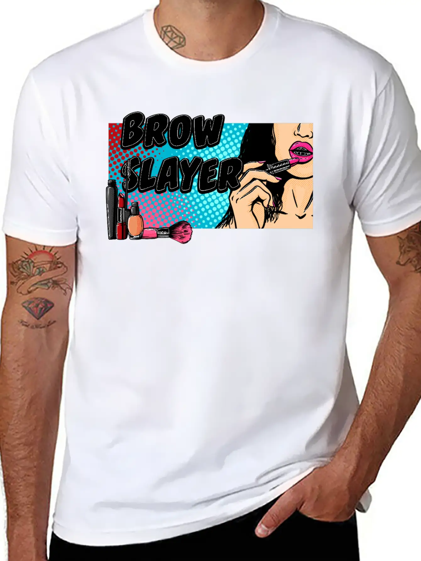 Brow Slayer Makeup Artist Beautiful Beautician Cut Unisex Short Sleeve Soft Cotton T-Shirt – Casual Everyday Wear