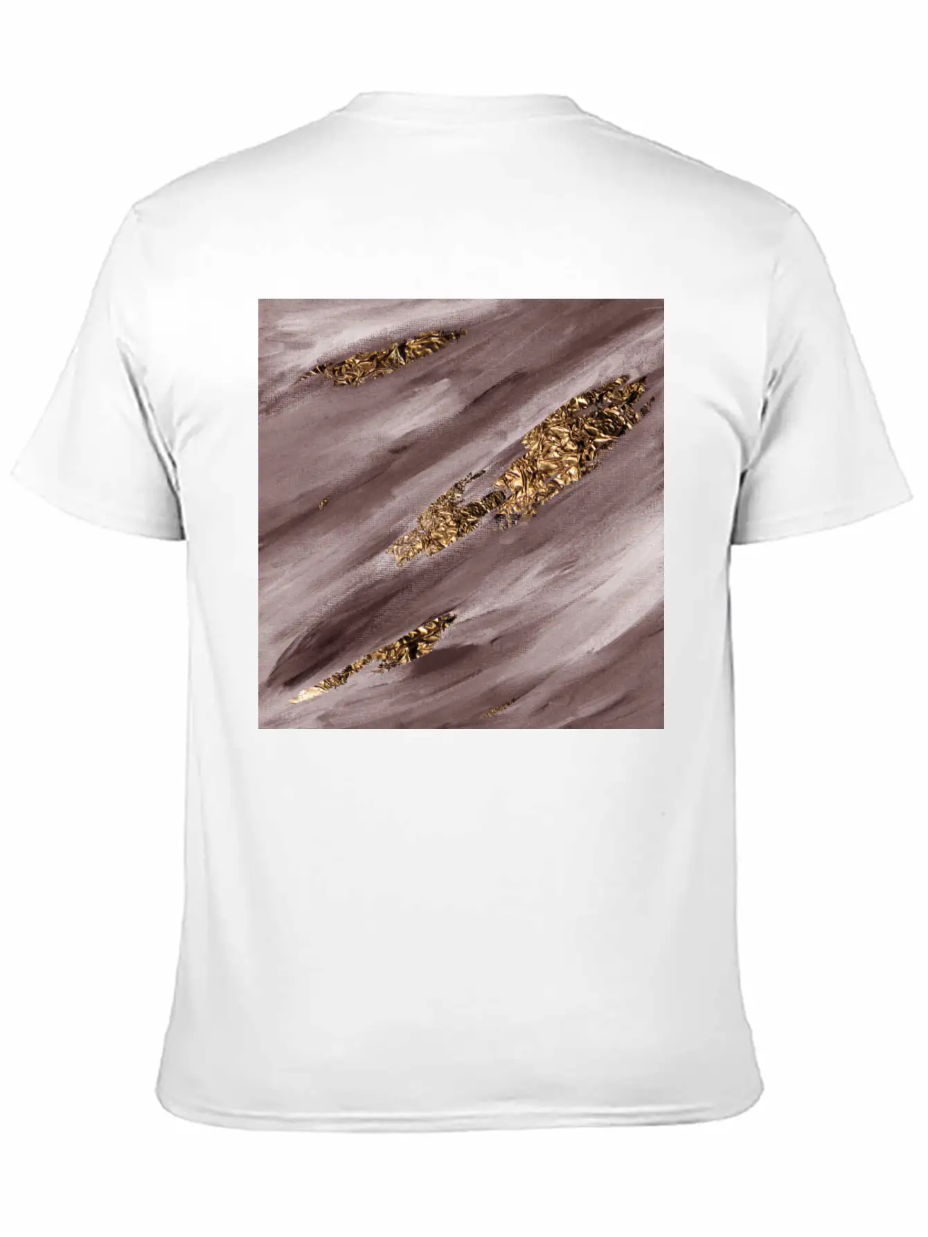 Brown Paint Brushstrokes Gold Foil Unisex Casual T-Shirt – Clean Design For Daily Comfort