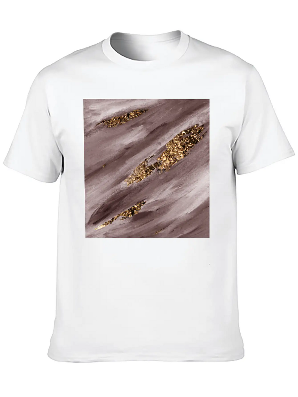 Brown Paint Brushstrokes Gold Foil Unisex Casual T-Shirt – Clean Design For Daily Comfort