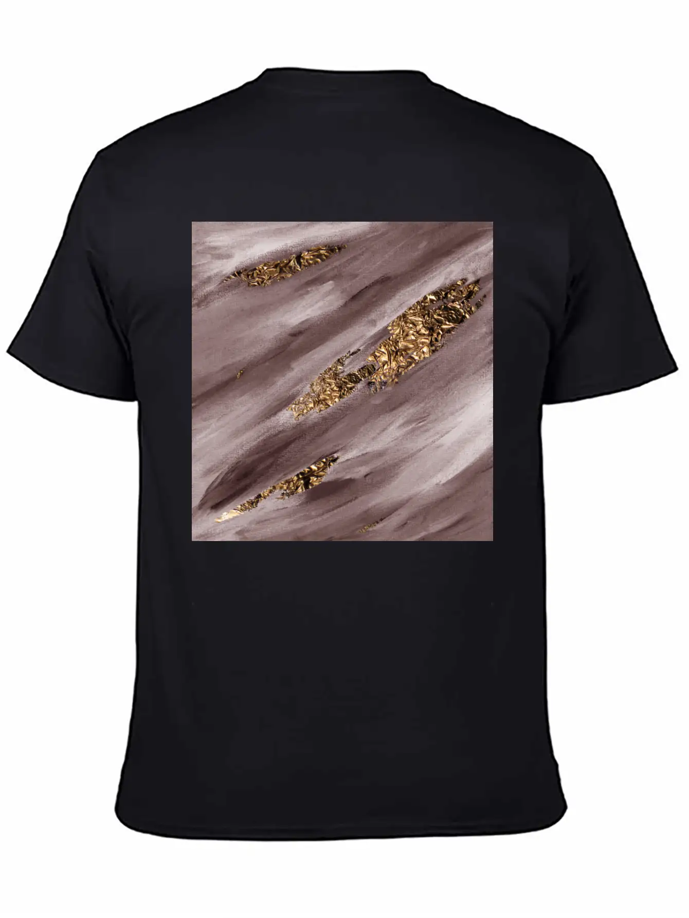 Brown Paint Brushstrokes Gold Foil Unisex Casual T-Shirt – Clean Design For Daily Comfort