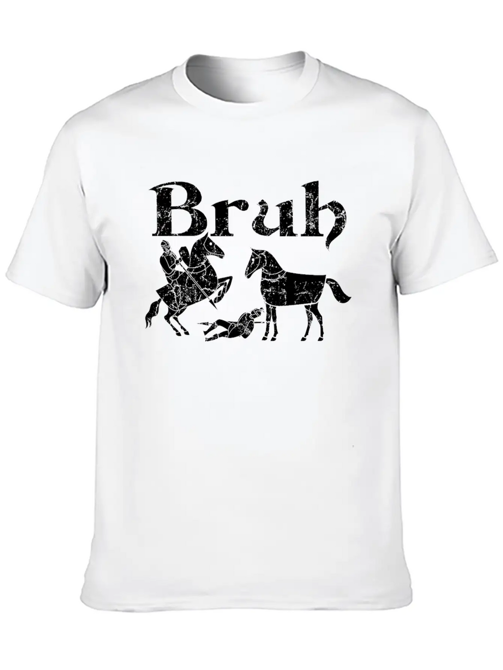Bruh Funny Horse Jousting Ren Faire Unisex Short Sleeve Soft Cotton T-Shirt – Casual Everyday Wear