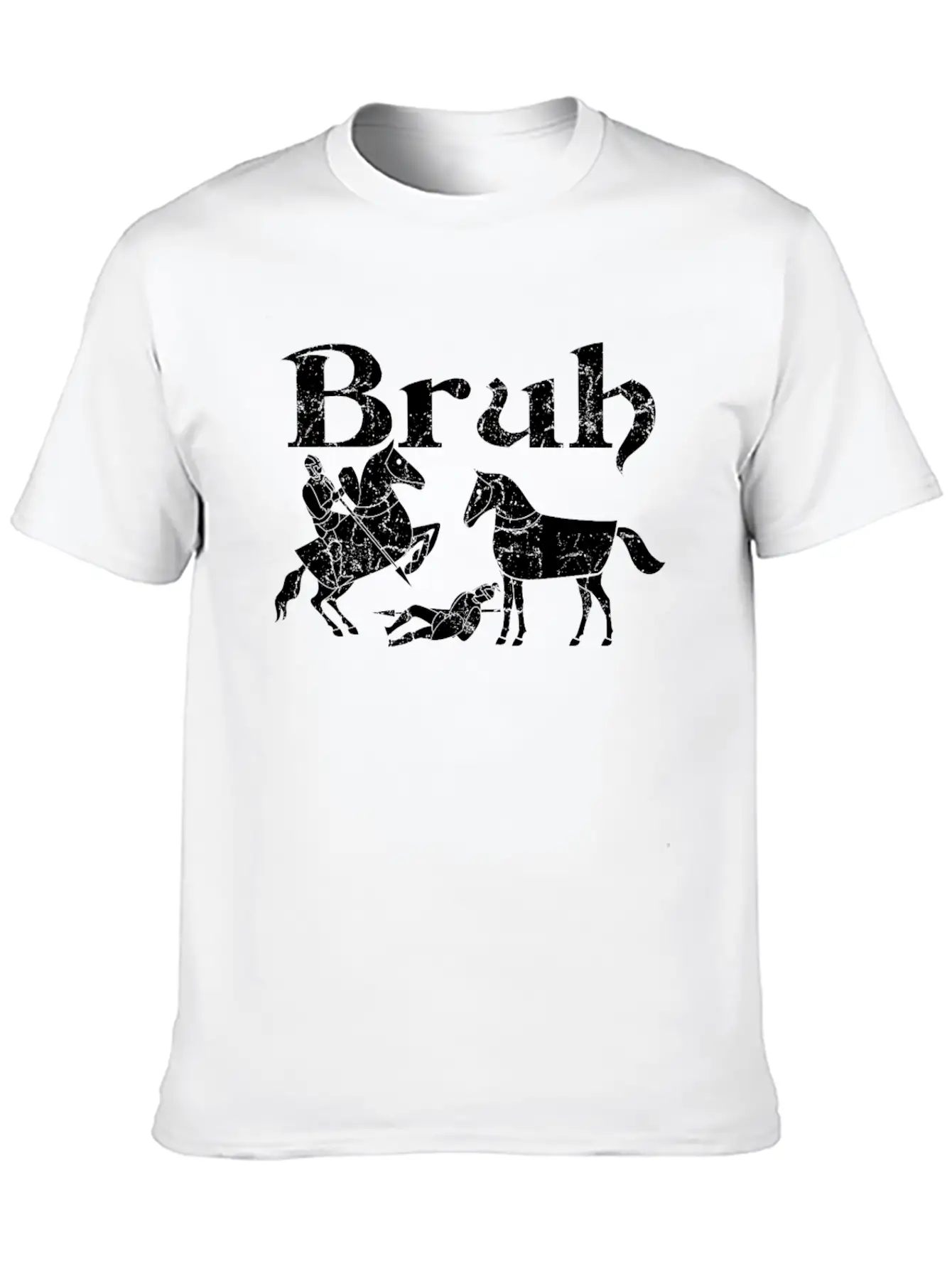 Bruh Funny Horse Jousting Ren Faire Unisex Short Sleeve Soft Cotton T-Shirt – Casual Everyday Wear