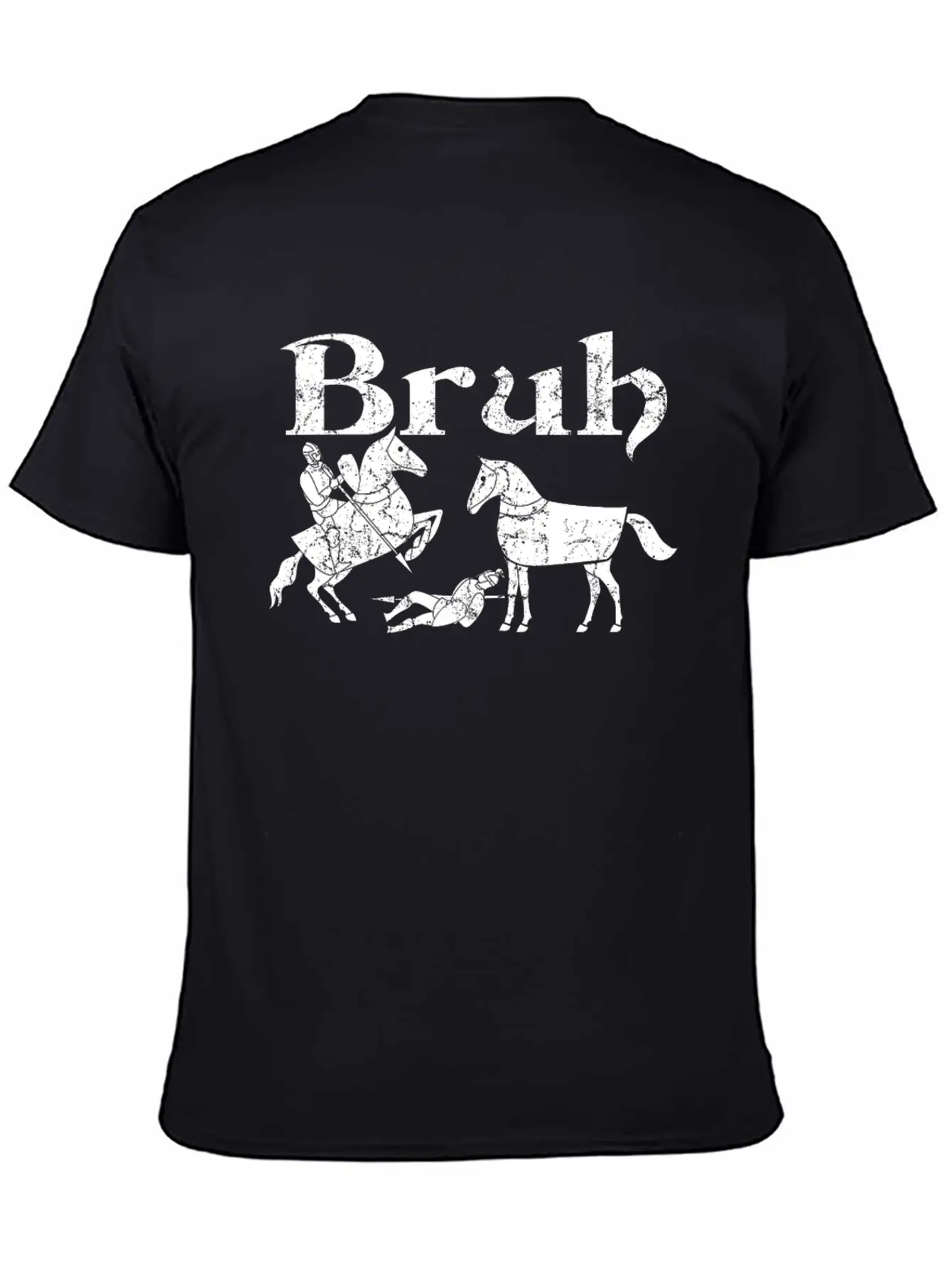 Bruh Funny Horse Jousting Ren Faire Unisex Short Sleeve Soft Cotton T-Shirt – Casual Everyday Wear
