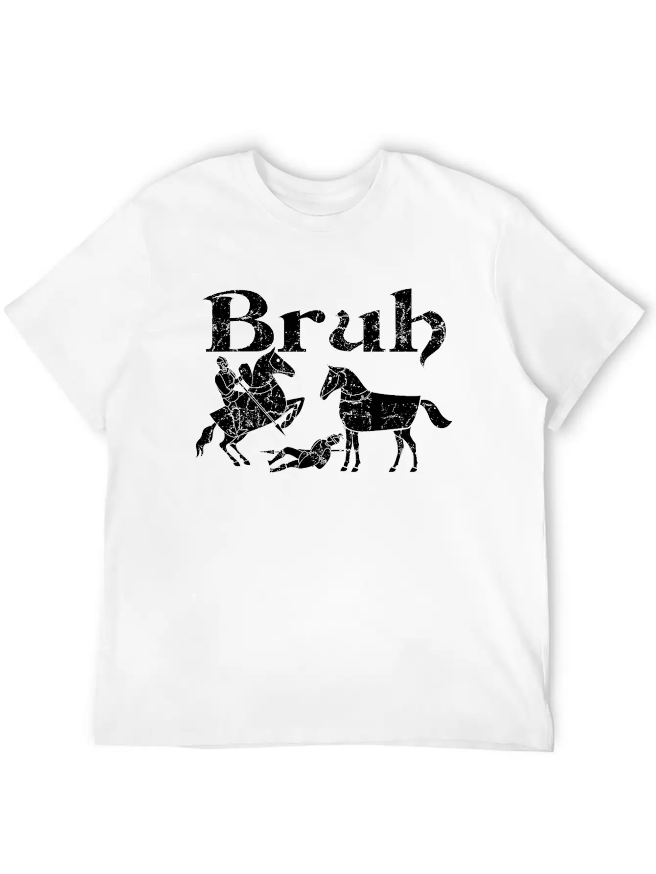 Bruh Funny Horse Jousting Ren Faire Unisex Short Sleeve Soft Cotton T-Shirt – Casual Everyday Wear