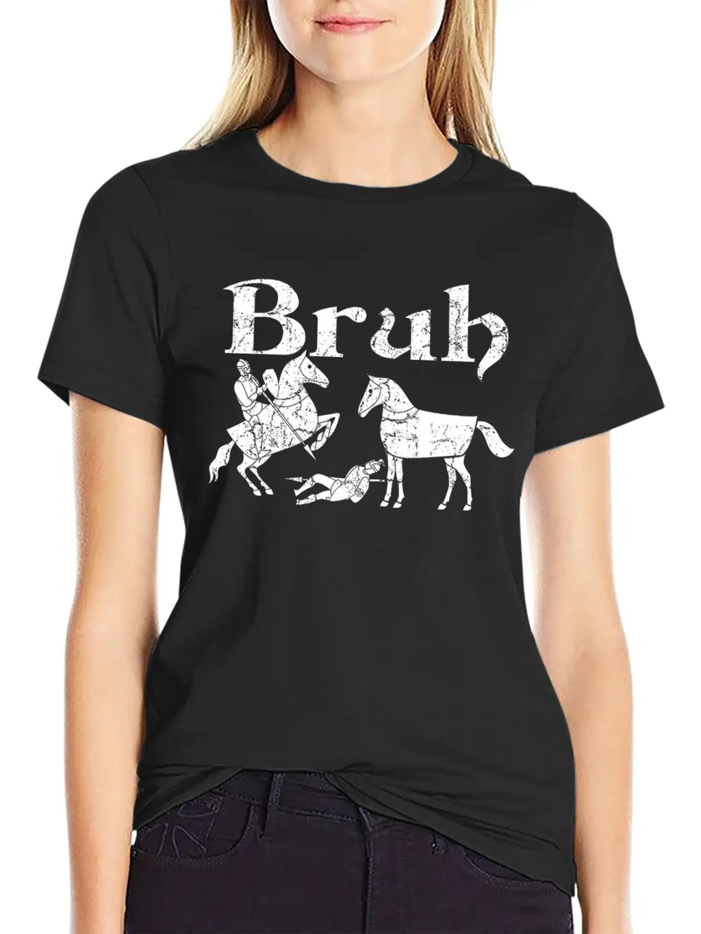 Bruh Funny Horse Jousting Ren Faire Unisex Short Sleeve Soft Cotton T-Shirt – Casual Everyday Wear