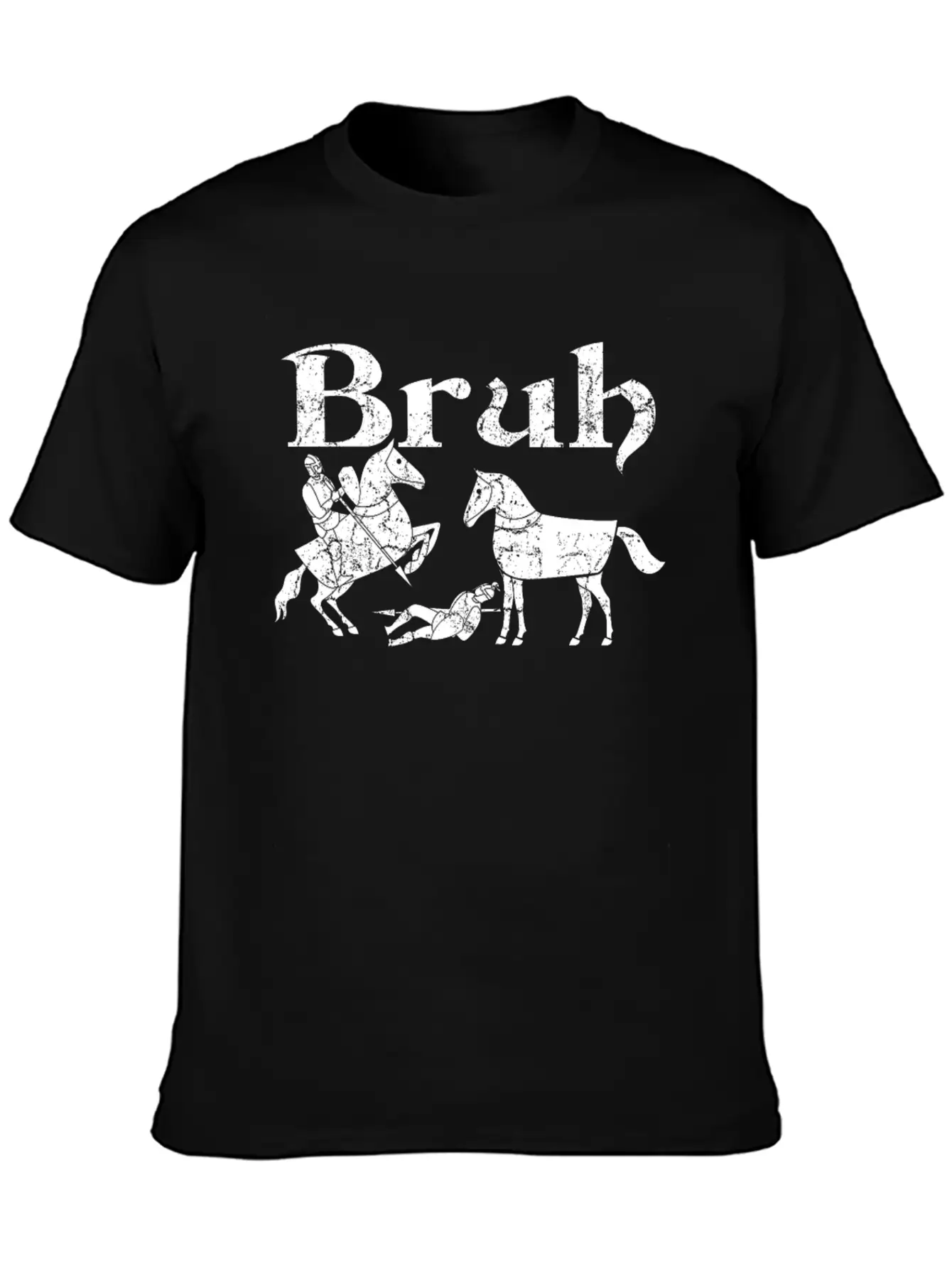 Bruh Funny Horse Jousting Ren Faire Unisex Short Sleeve Soft Cotton T-Shirt – Casual Everyday Wear