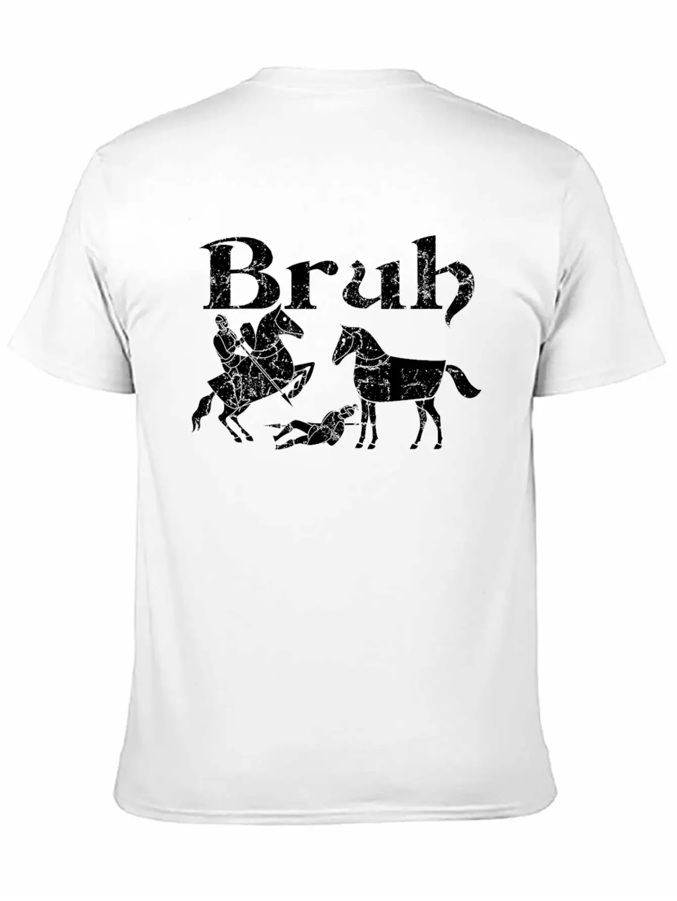 Bruh Funny Horse Jousting Ren Faire Unisex Short Sleeve Soft Cotton T-Shirt – Casual Everyday Wear