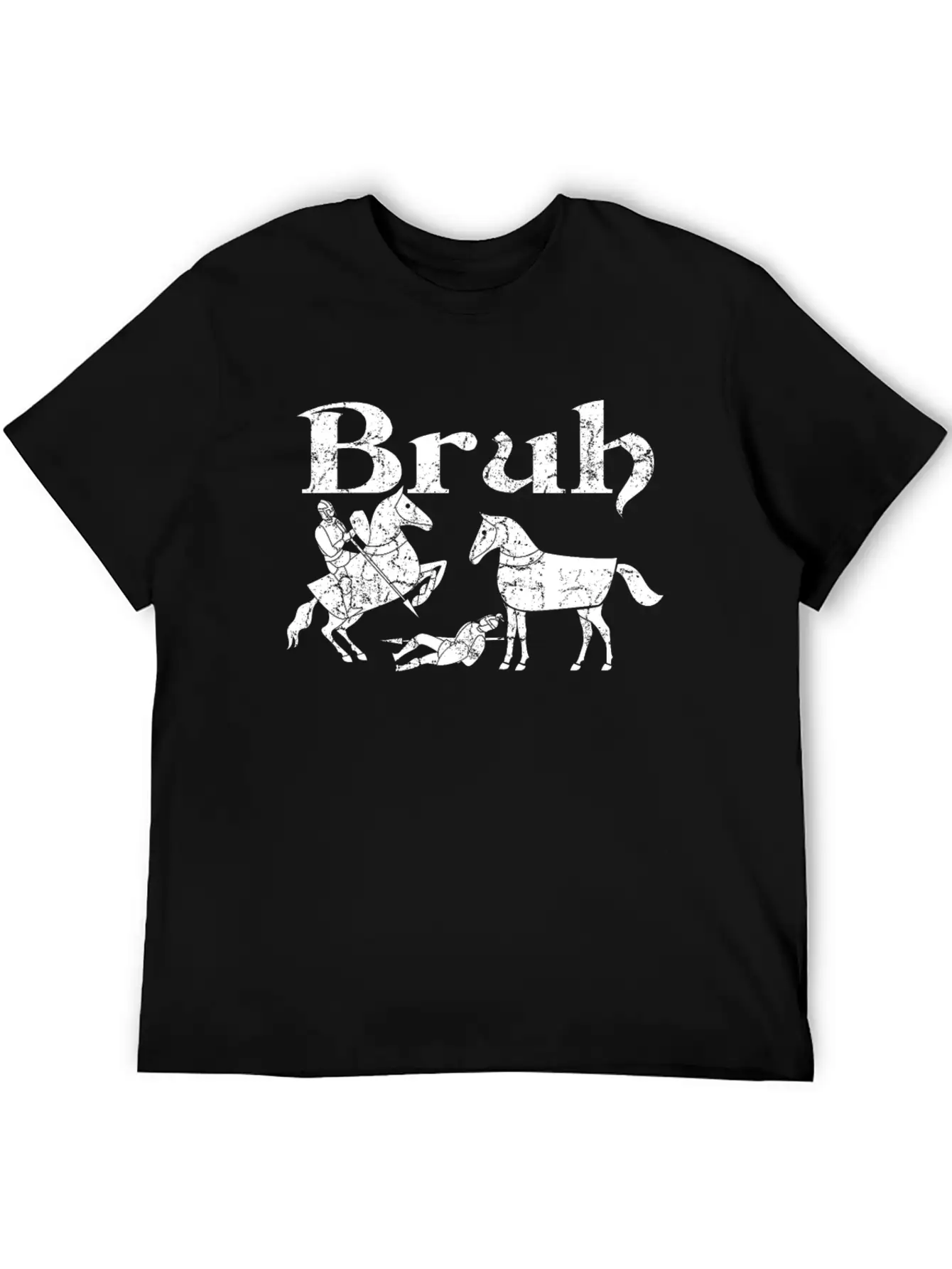 Bruh Funny Horse Jousting Ren Faire Unisex Short Sleeve Soft Cotton T-Shirt – Casual Everyday Wear