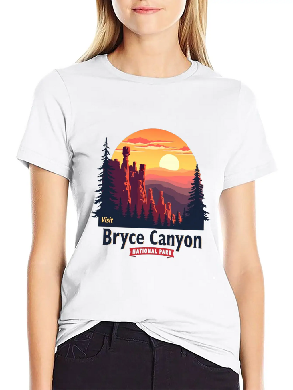 Bryce Canyon National Park Retro Illustraion V 02 Breathable Soft Cotton T-Shirt – Timeless Casual Look