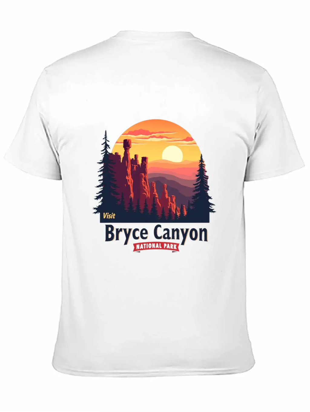Bryce Canyon National Park Retro Illustraion V 02 Breathable Soft Cotton T-Shirt – Timeless Casual Look