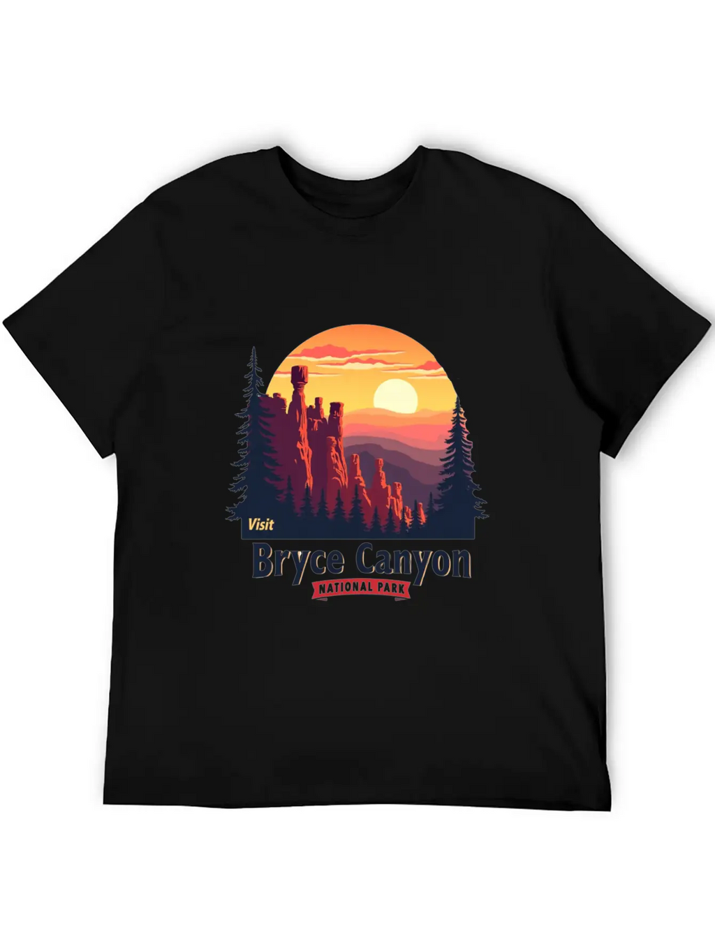 Bryce Canyon National Park Retro Illustraion V 02 Breathable Soft Cotton T-Shirt – Timeless Casual Look