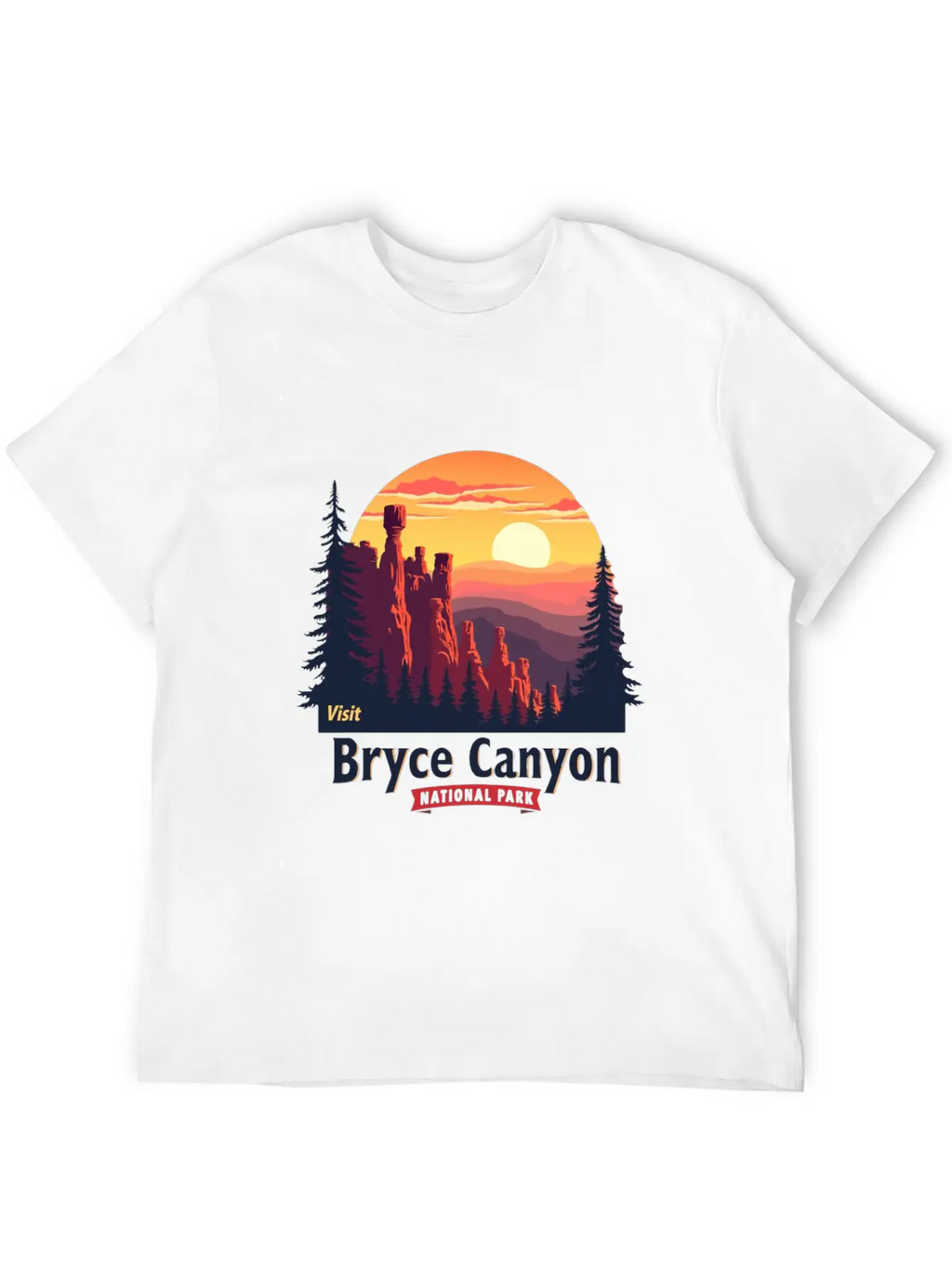 Bryce Canyon National Park Retro Illustraion V 02 Breathable Soft Cotton T-Shirt – Timeless Casual Look