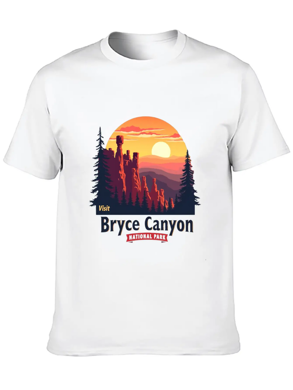 Bryce Canyon National Park Retro Illustraion V 02 Breathable Soft Cotton T-Shirt – Timeless Casual Look