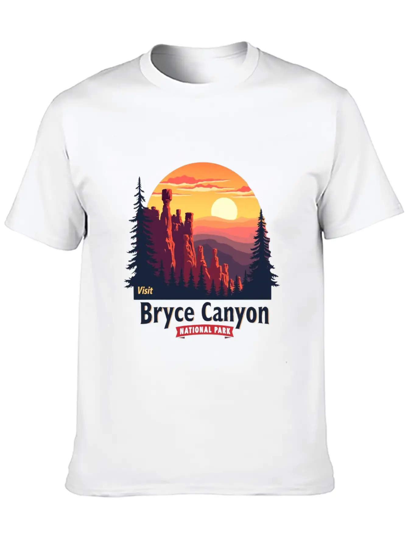 Bryce Canyon National Park Retro Illustraion V 02 Breathable Soft Cotton T-Shirt – Timeless Casual Look