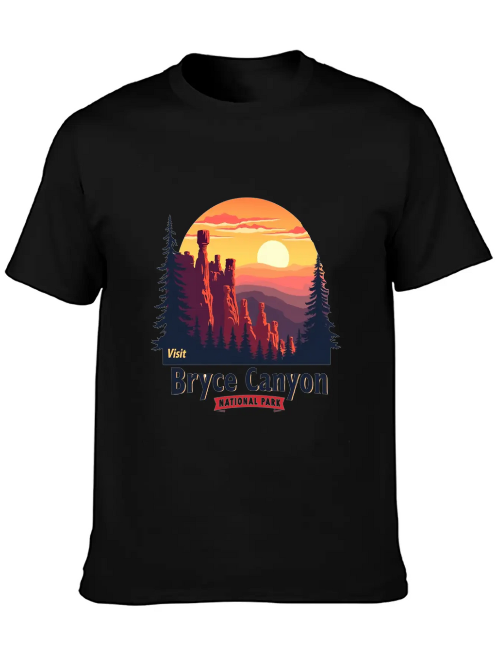 Bryce Canyon National Park Retro Illustraion V 02 Breathable Soft Cotton T-Shirt – Timeless Casual Look