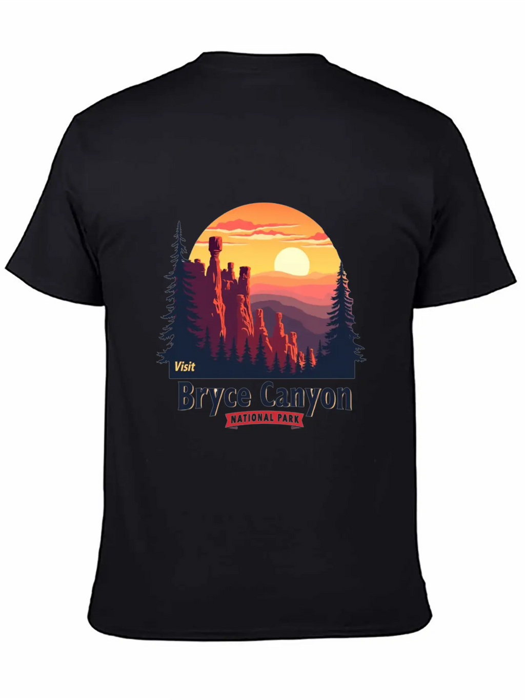 Bryce Canyon National Park Retro Illustraion V 02 Breathable Soft Cotton T-Shirt – Timeless Casual Look