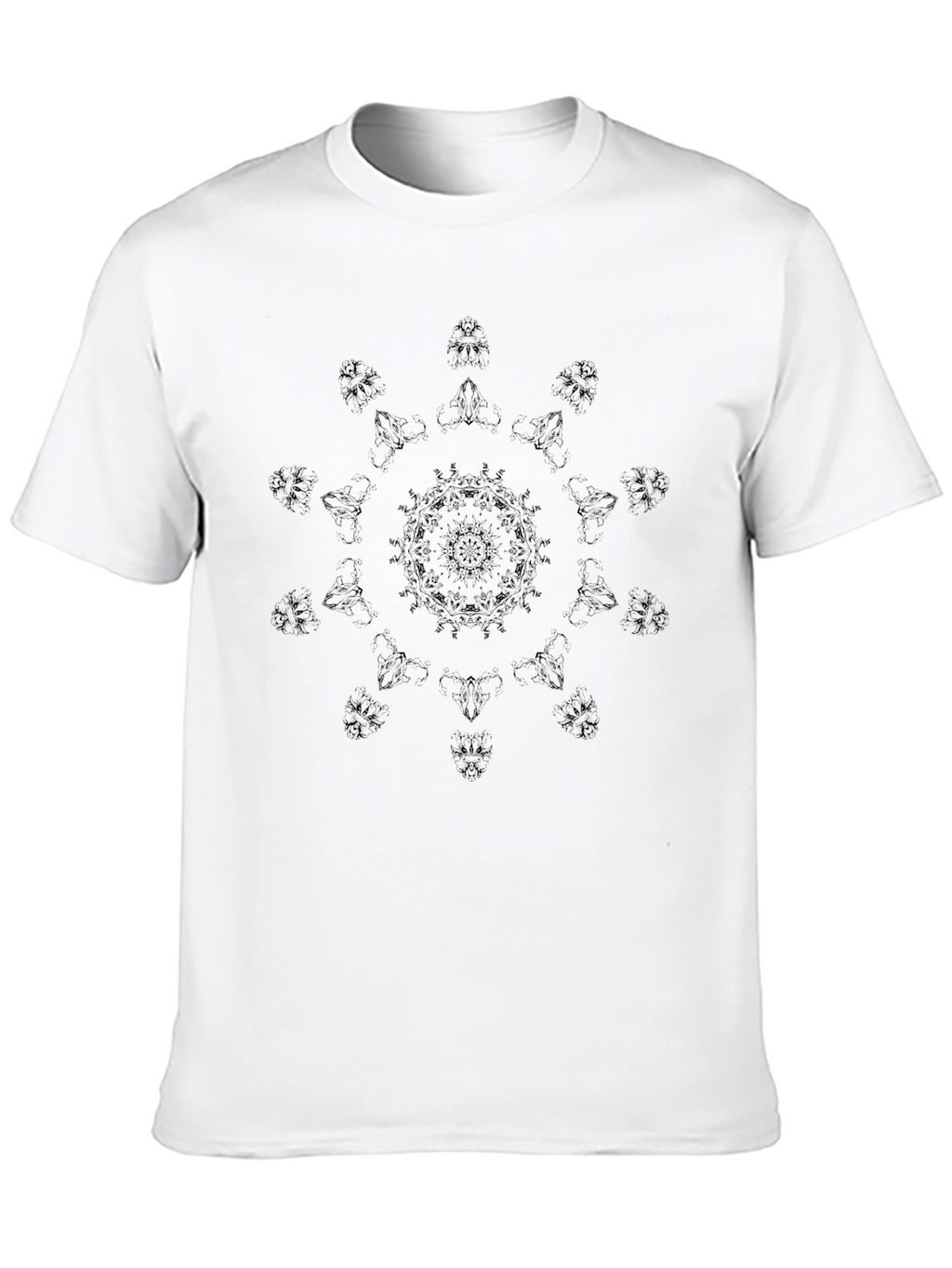 Black Graphic Tee with Mandala Design