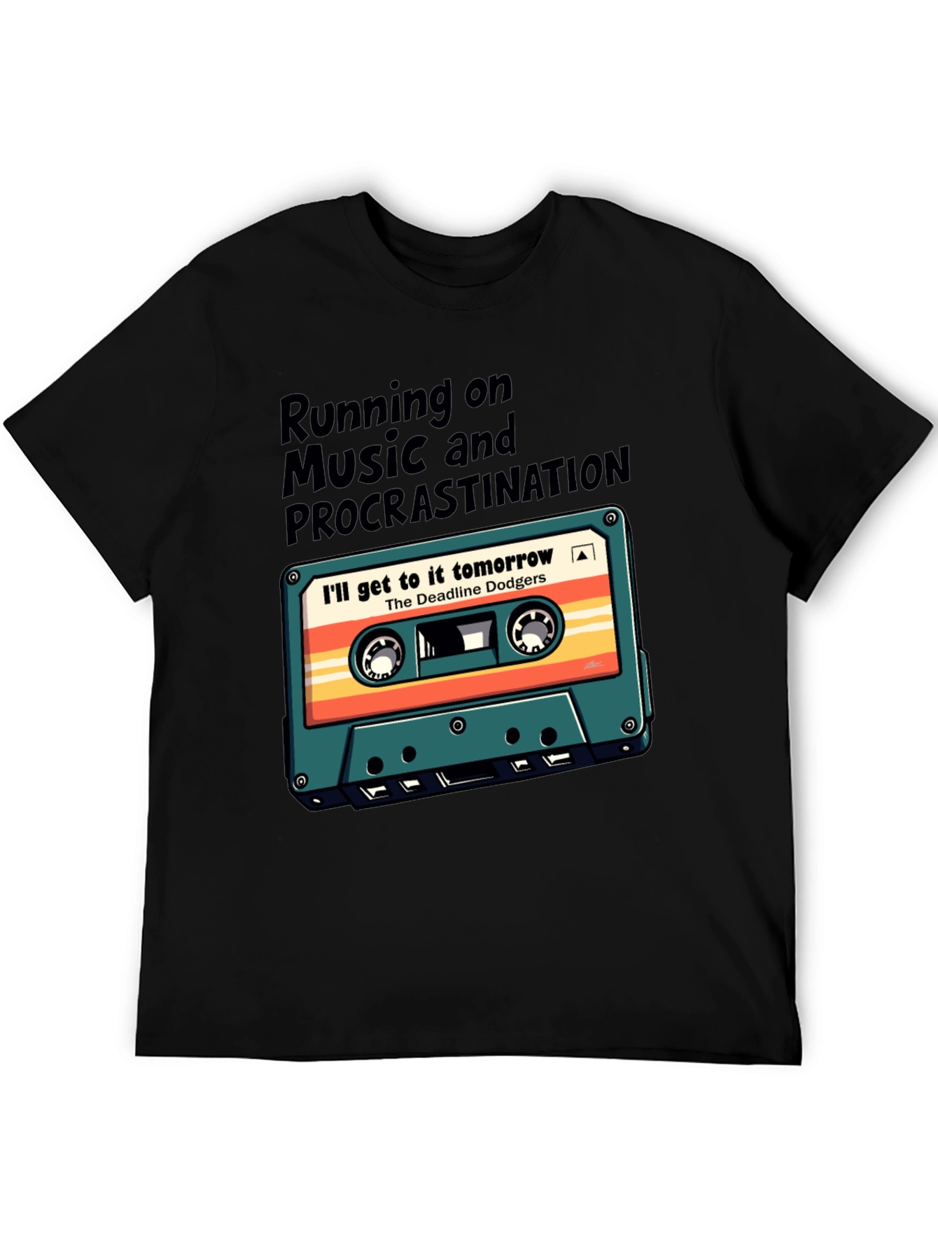 Retro Cassette Tape T-Shirt: Music & Procrastination