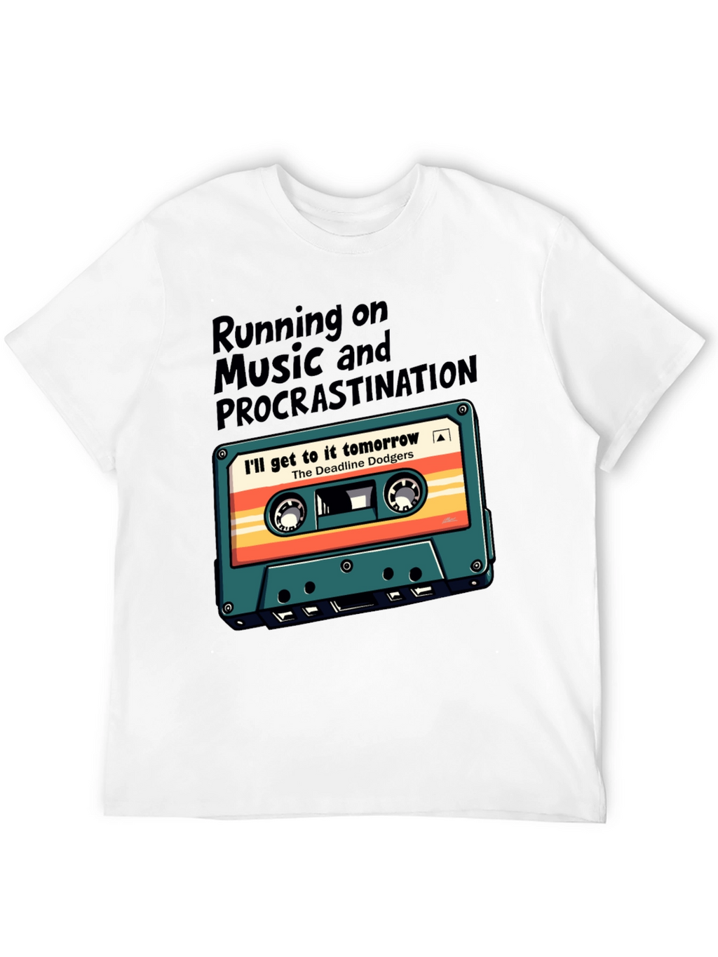 Retro Cassette Tape T-Shirt: Music & Procrastination