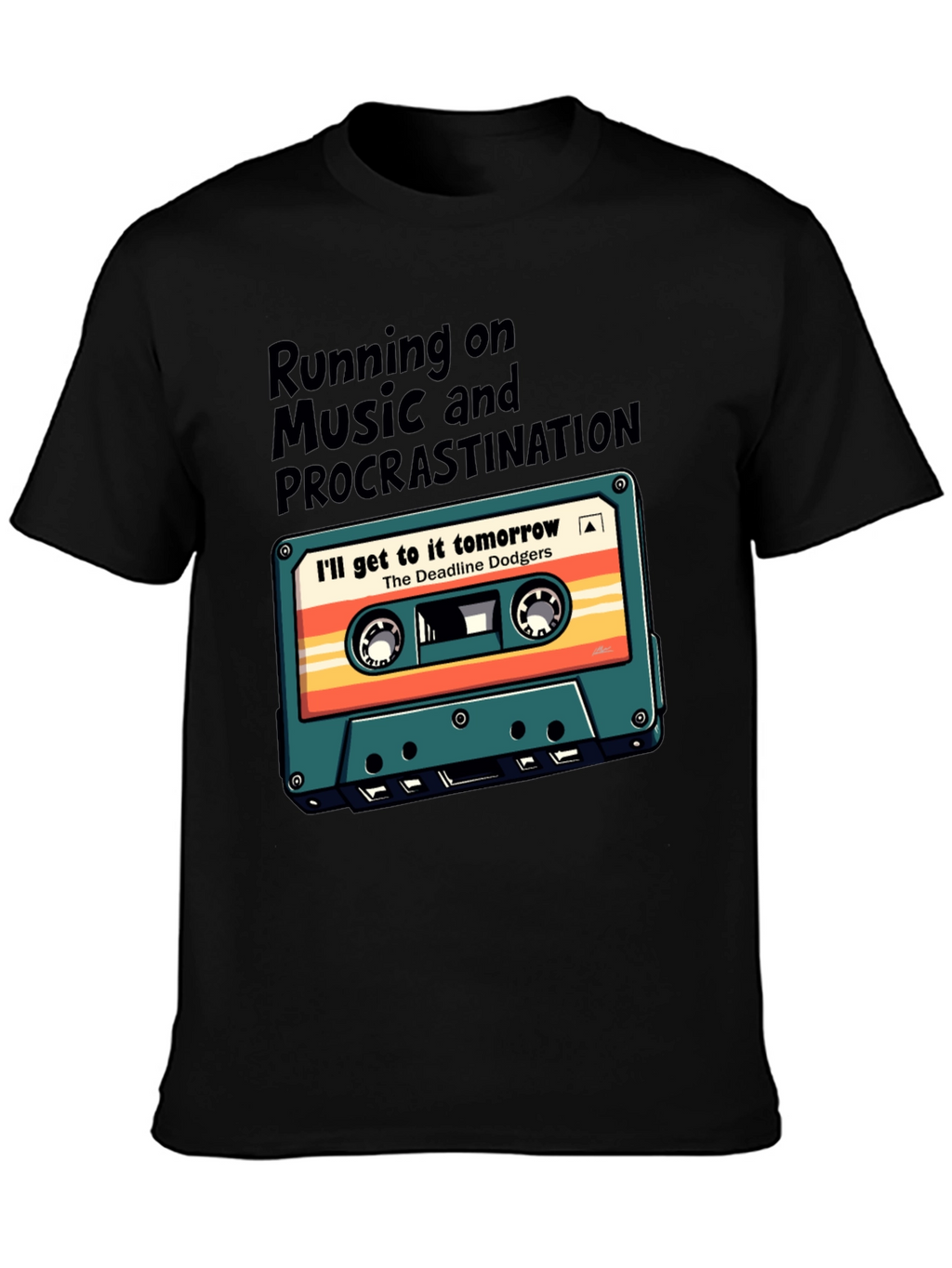 Retro Cassette Tape T-Shirt: Music & Procrastination