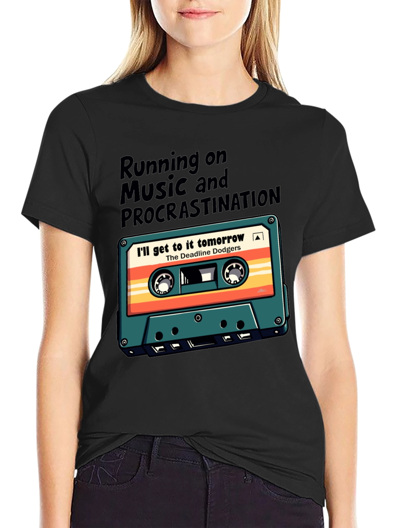 Retro Cassette Tape T-Shirt: Music & Procrastination