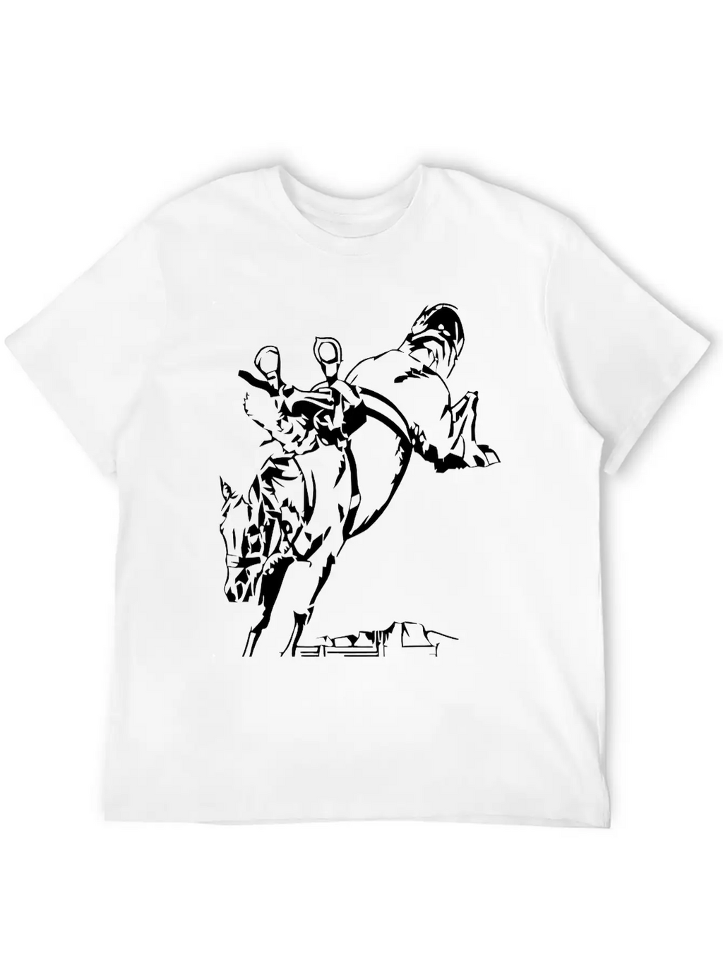 Bucking Bronco Stallion Horse With Saddle And Rein Stylish Everyday T-Shirt – Unisex Basic Cotton Tee