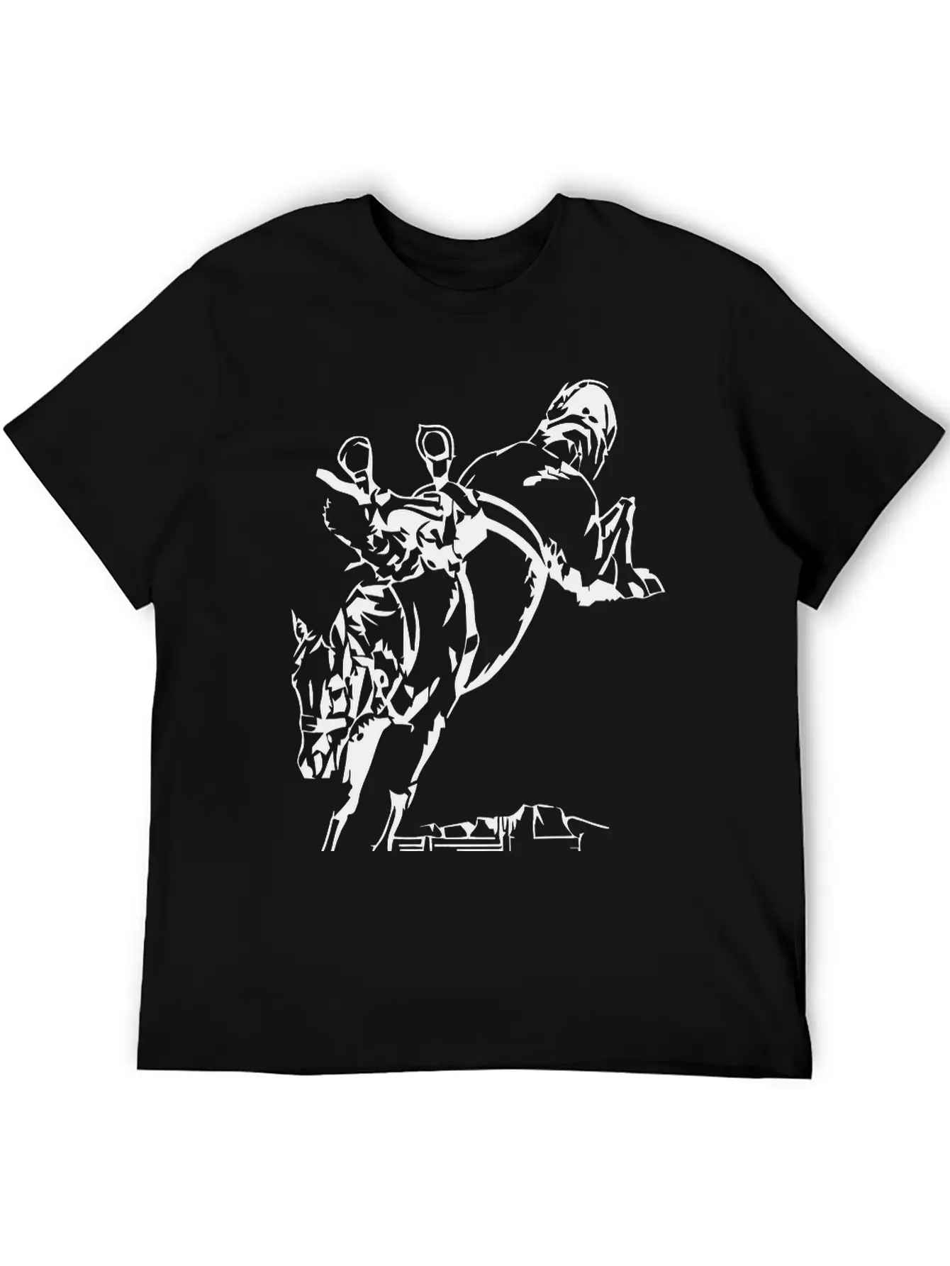 Bucking Bronco Stallion Horse With Saddle And Rein Stylish Everyday T-Shirt – Unisex Basic Cotton Tee