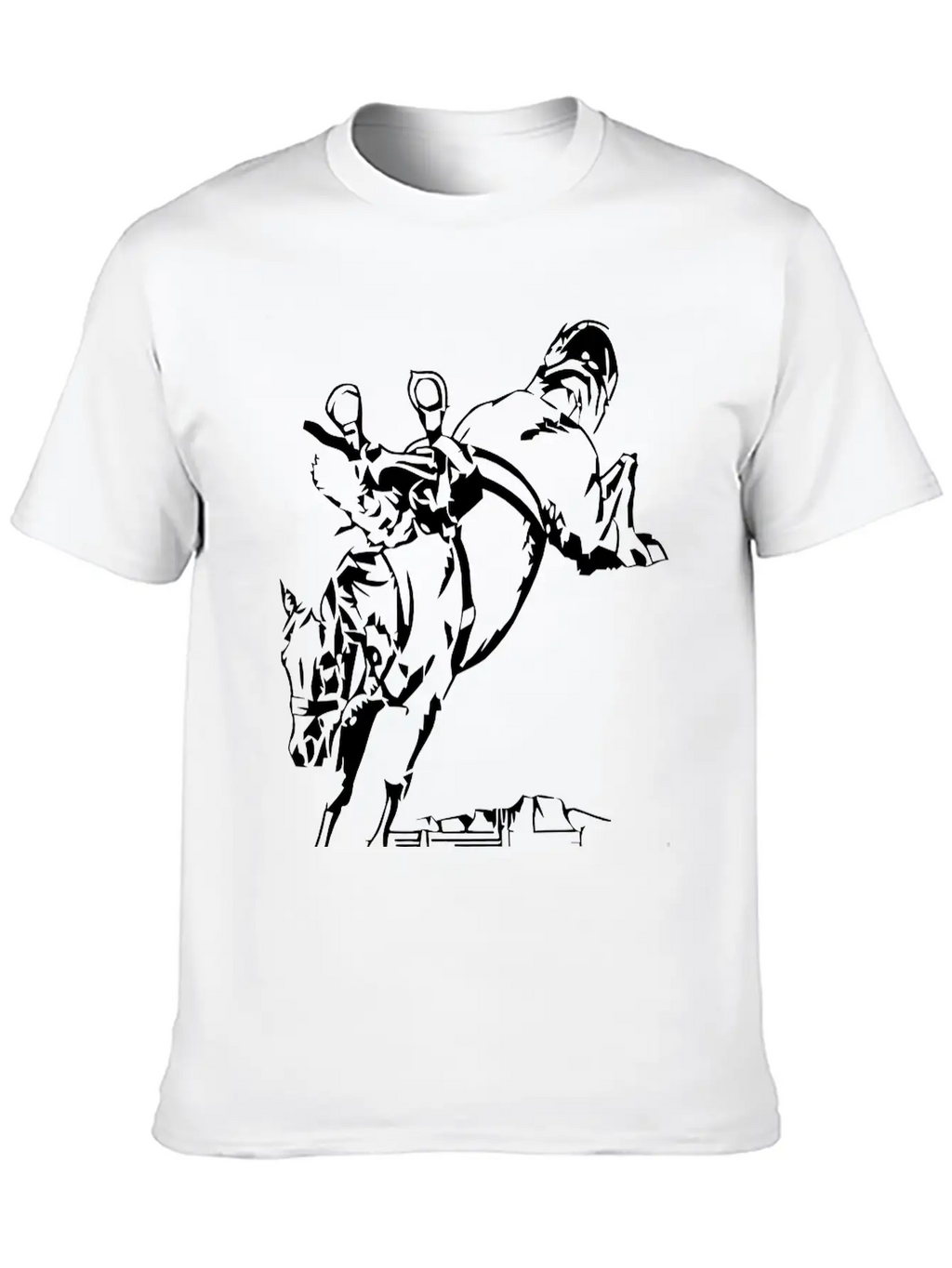 Bucking Bronco Stallion Horse With Saddle And Rein Stylish Everyday T-Shirt – Unisex Basic Cotton Tee