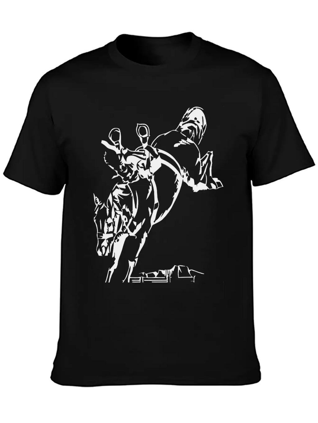 Bucking Bronco Stallion Horse With Saddle And Rein Stylish Everyday T-Shirt – Unisex Basic Cotton Tee