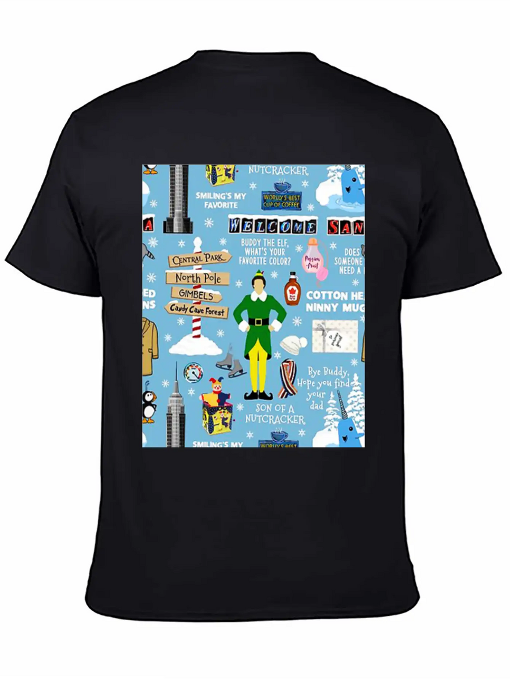 Buddy The Elf Collage Unisex Short Sleeve Soft Cotton T-Shirt – Casual Everyday Wear