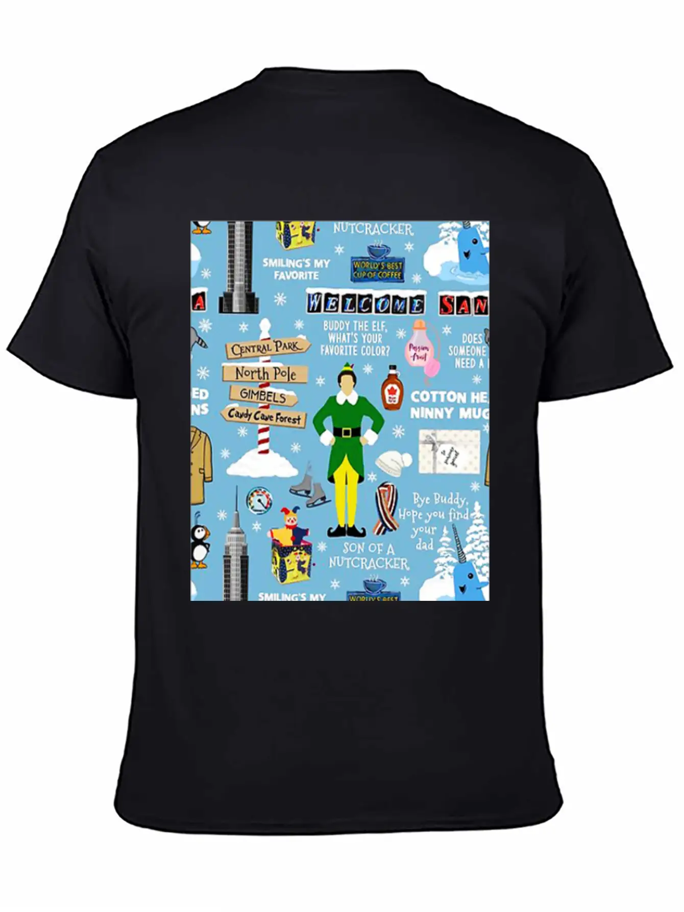 Buddy The Elf Collage Unisex Short Sleeve Soft Cotton T-Shirt – Casual Everyday Wear