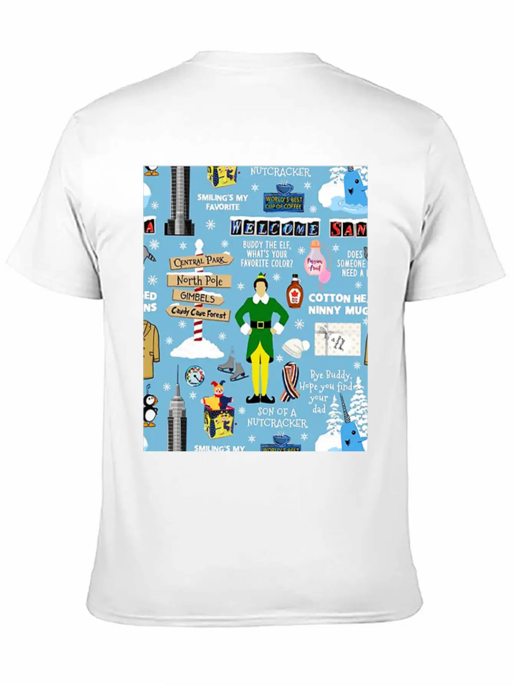Buddy The Elf Collage Unisex Short Sleeve Soft Cotton T-Shirt – Casual Everyday Wear
