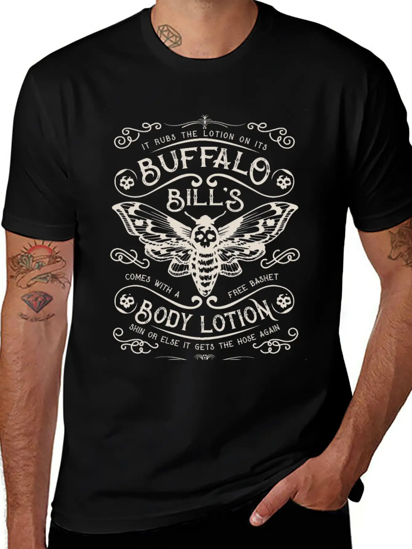 Buffalo Bill's Body Lotion Label Unisex Short Sleeve Soft Cotton T-Shirt – Casual Everyday Wear