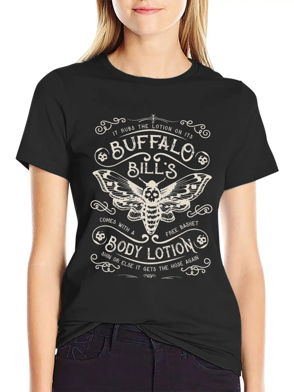 Buffalo Bill's Body Lotion Label Unisex Short Sleeve Soft Cotton T-Shirt – Casual Everyday Wear