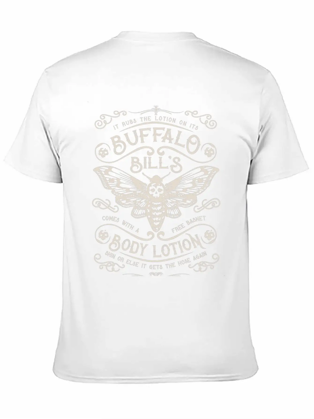 Buffalo Bill's Body Lotion Label Unisex Short Sleeve Soft Cotton T-Shirt – Casual Everyday Wear