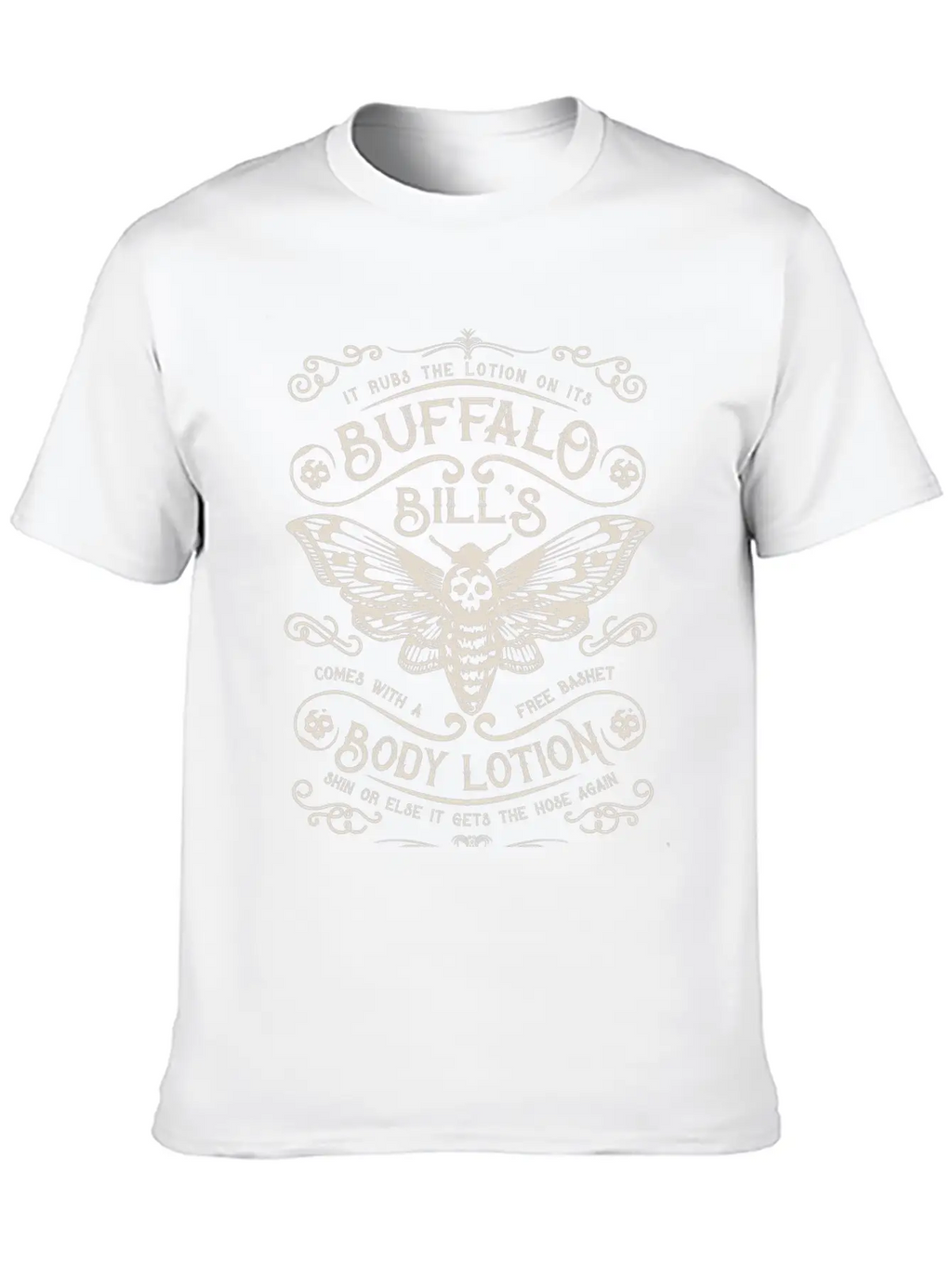 Buffalo Bill's Body Lotion Label Unisex Short Sleeve Soft Cotton T-Shirt – Casual Everyday Wear