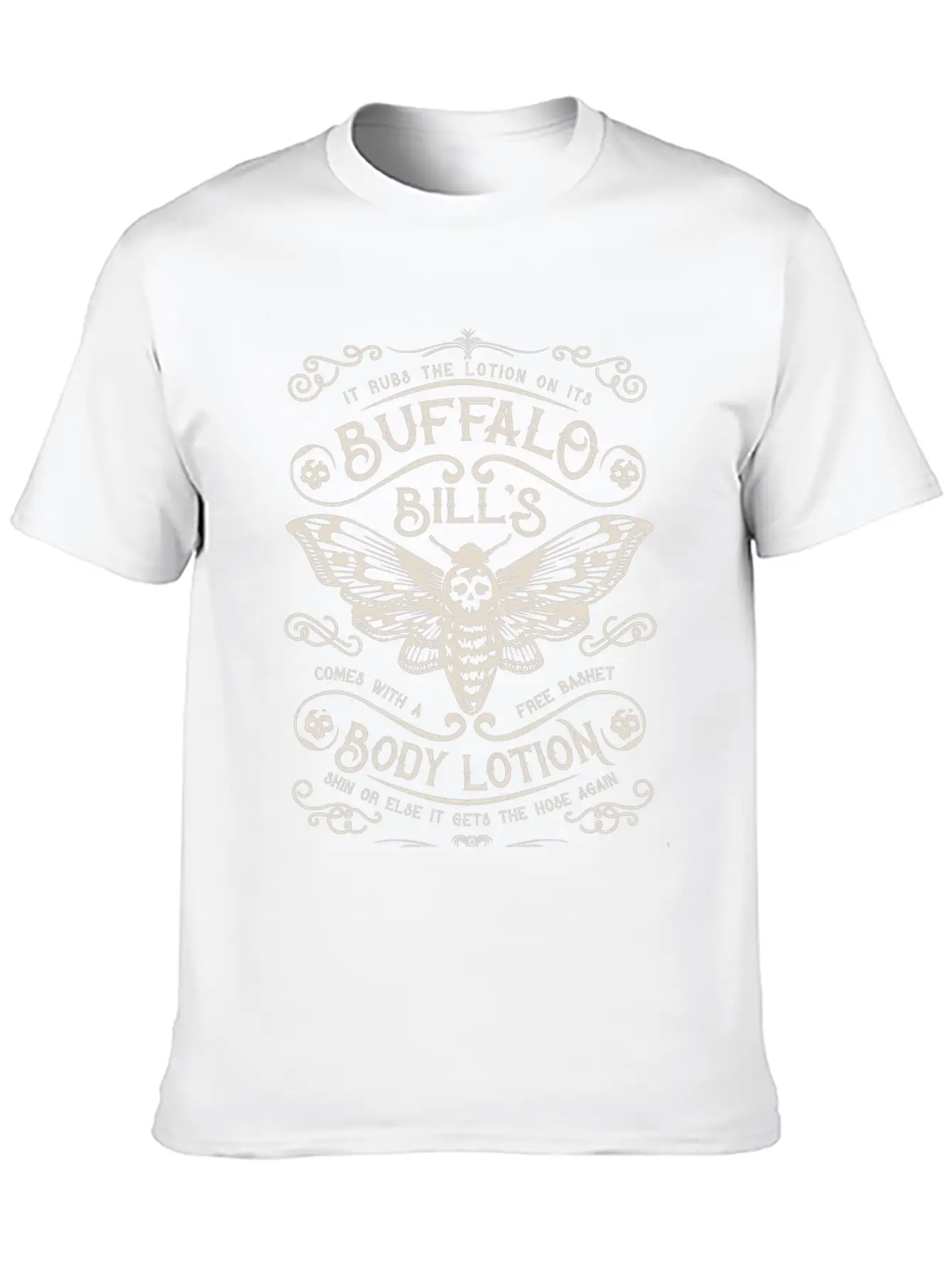 Buffalo Bill's Body Lotion Label Unisex Short Sleeve Soft Cotton T-Shirt – Casual Everyday Wear