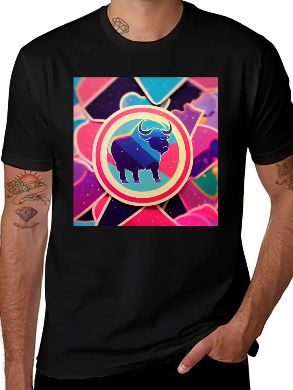 Buffalo Colorful In The Style Of Steven Universe Essential Cotton Tee For Daily Outfits – Unisex Style