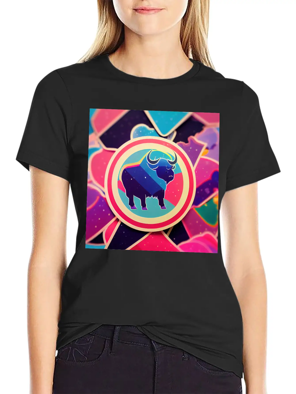 Buffalo Colorful In The Style Of Steven Universe Essential Cotton Tee For Daily Outfits – Unisex Style