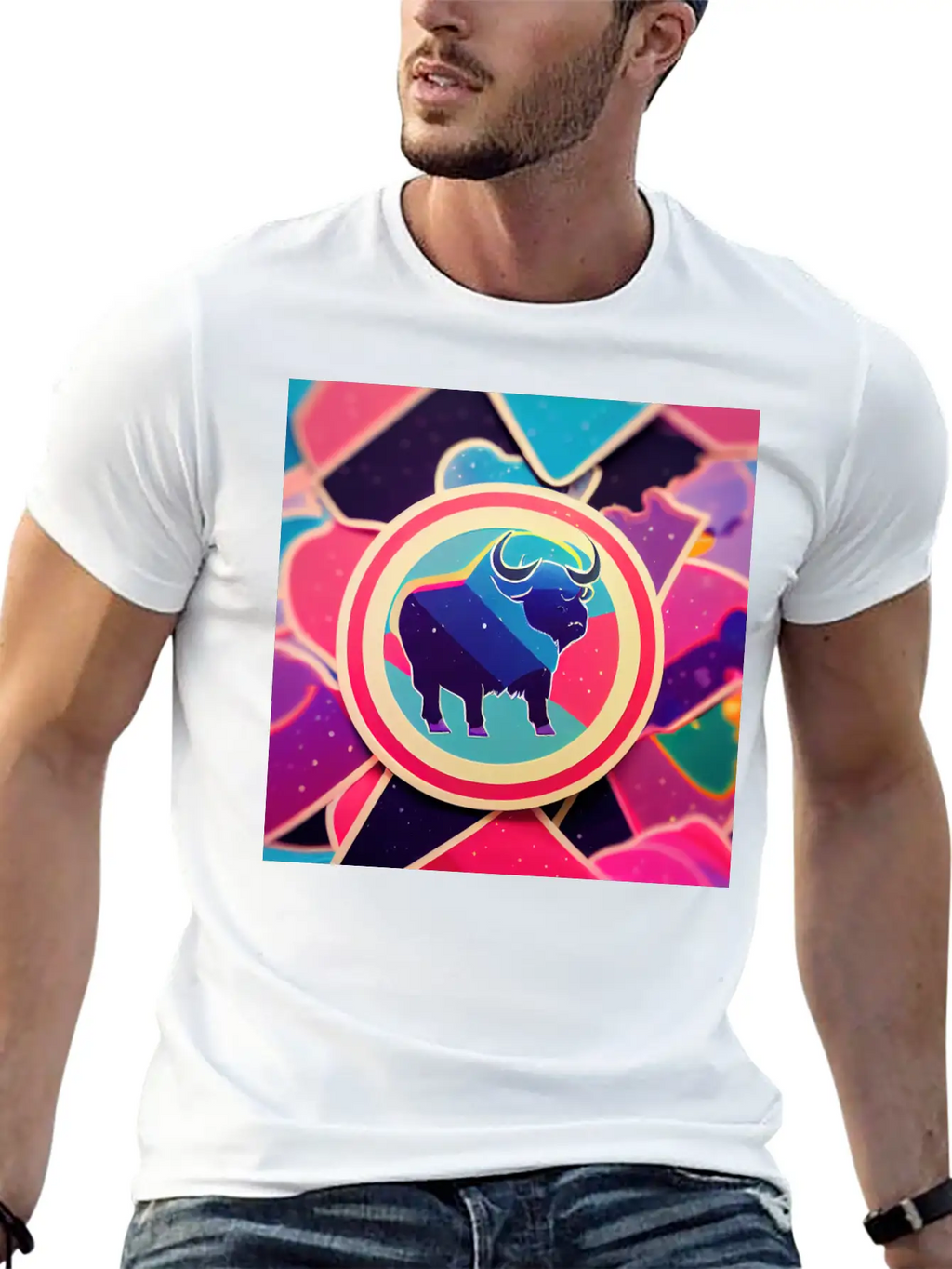 Buffalo Colorful In The Style Of Steven Universe Essential Cotton Tee For Daily Outfits – Unisex Style