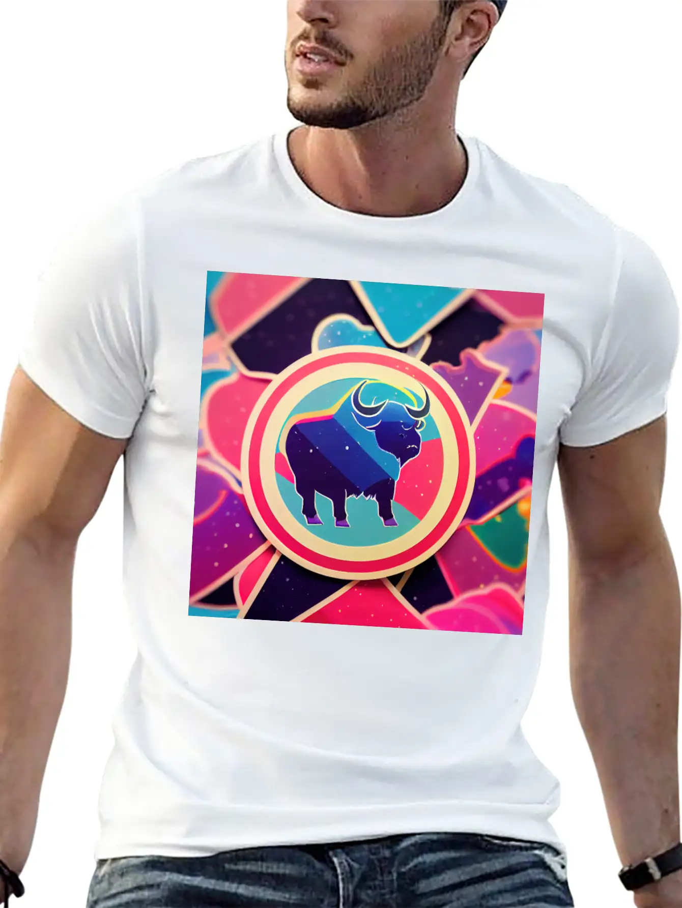 Buffalo Colorful In The Style Of Steven Universe Essential Cotton Tee For Daily Outfits – Unisex Style