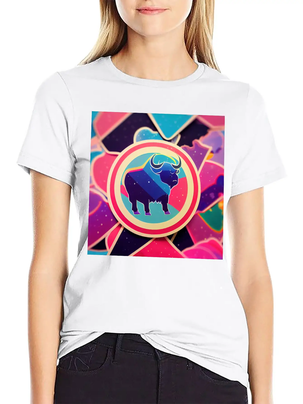 Buffalo Colorful In The Style Of Steven Universe Essential Cotton Tee For Daily Outfits – Unisex Style