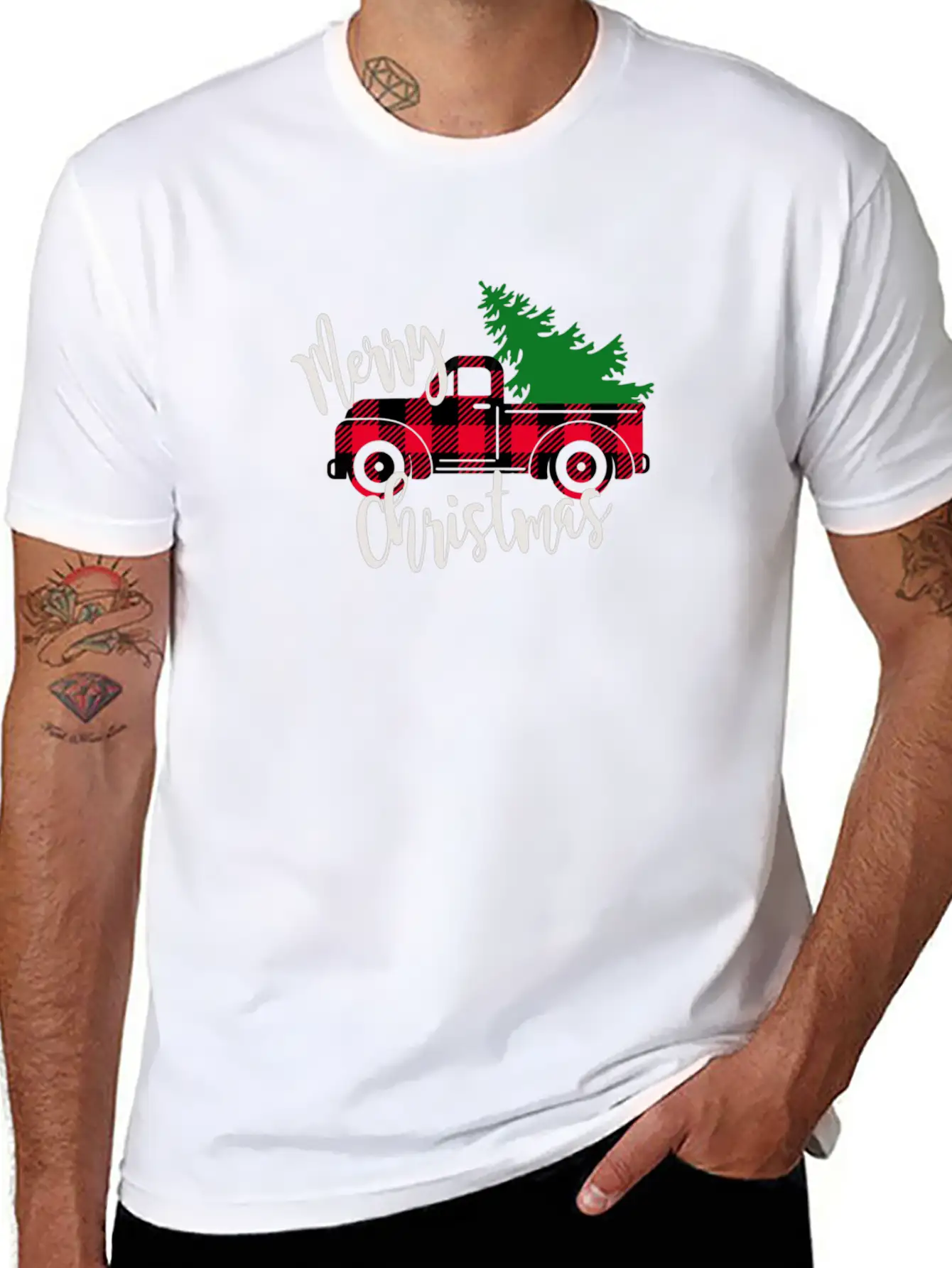 Buffalo Plaid Red Truck Christmas Tree Vintage Classic Fit Graphic Tee For Daily Comfort – Unisex Cotton Shirt